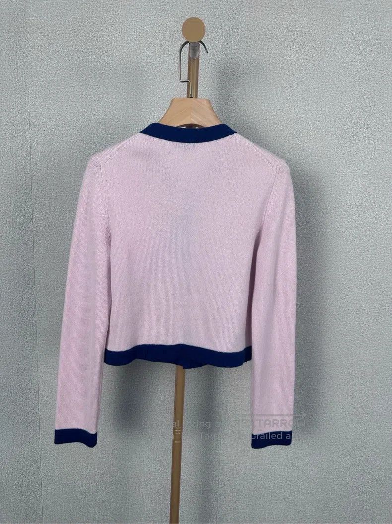 Chanel Chanel Pink and blue double knitted cardigan coat Size XXS / US 00 / IT 34 - 2 Thumbnail
