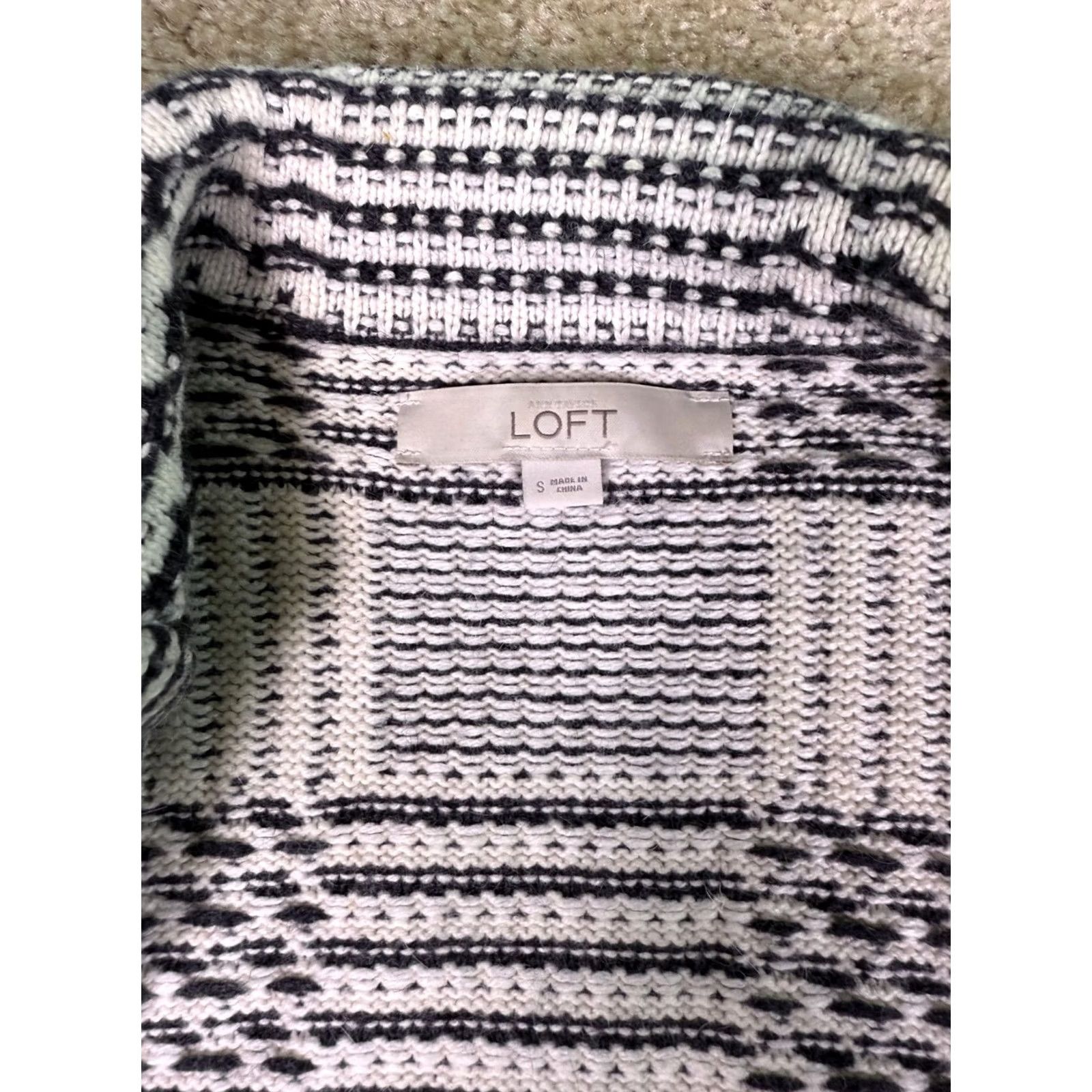 Loft VINTAGE Ann Taylor LOFT Sweater Black White Cable Rabbit Wool Blend Blazer Size S Size S / US 4 / IT 40 - 3 Thumbnail