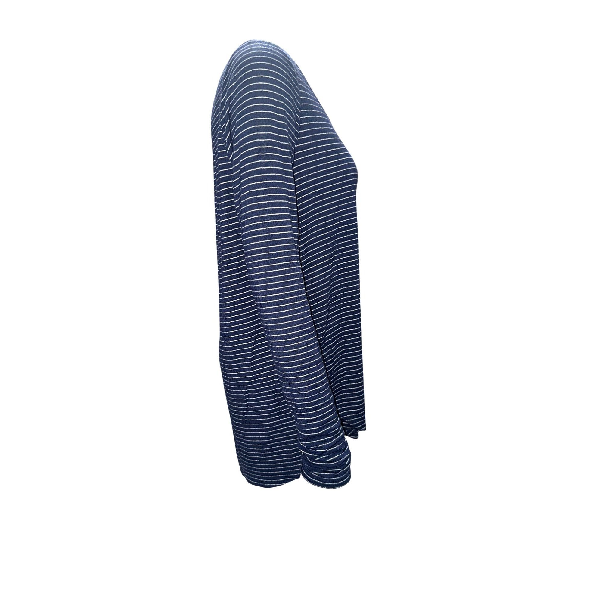 Abercrombie & Fitch Abercrombie Fitch Medium Navy Striped Scoop Neck Long Sleeve Size M / US 6-8 / IT 42-44 - 6 Thumbnail