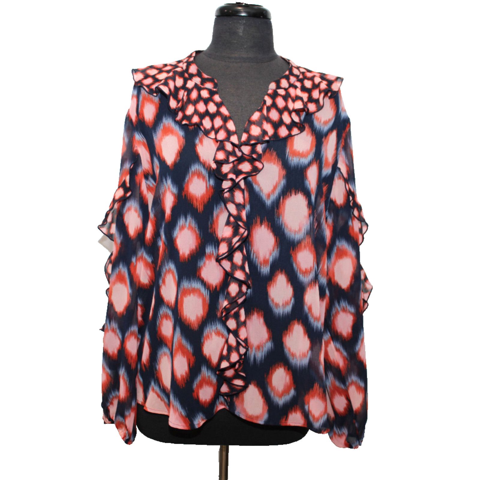 Chicos CHICO'S Jacquard Ikat Blouse Colorfull Top Sz 3 US 16/18 $98 Size XXL / US 16-18 / IT 52-54 - 1 Thumbnail