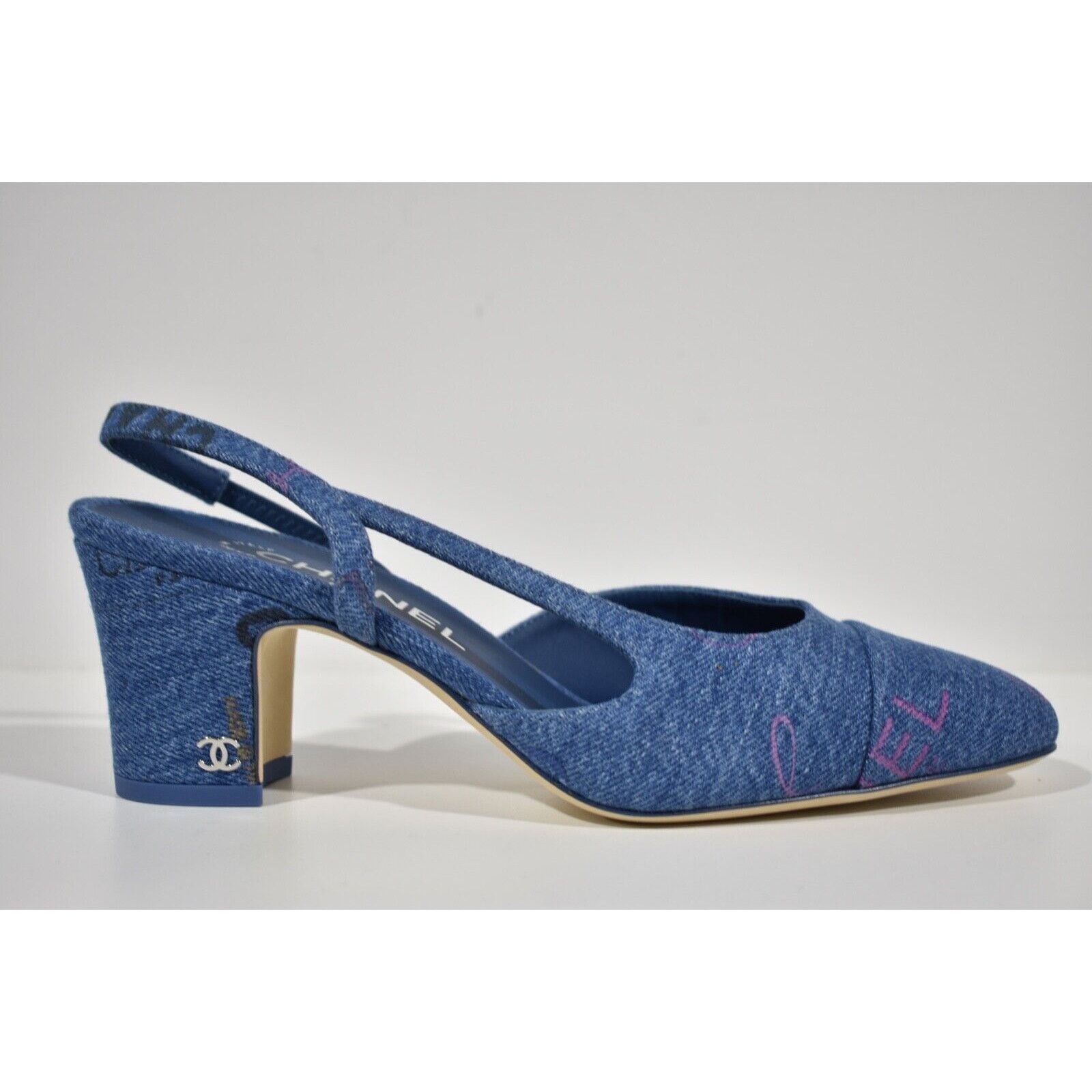 Chanel 22P Mademoiselle Coco Sling Denim Slingback Sandal Heel 41.5 Size US 11.5 / IT 41.5 - 1 Thumbnail