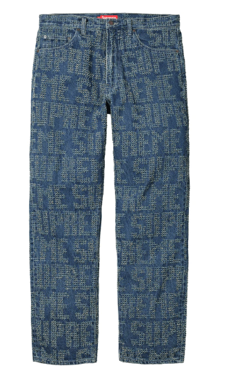 Supreme Supreme Needle Punch Regular Jean Washed Blue Size 36 