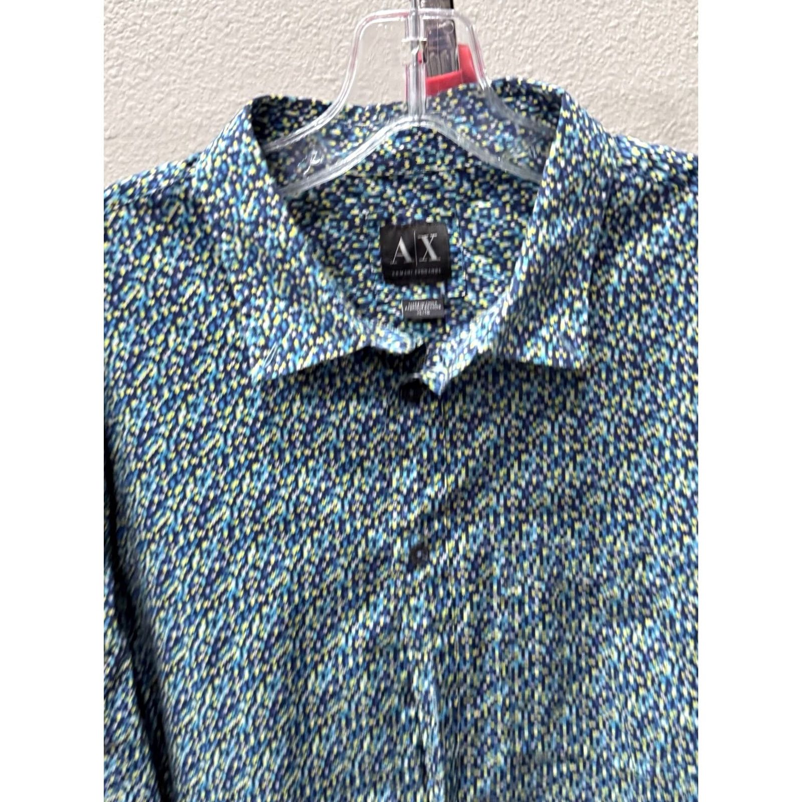 Armani Armani Shirt Mens XL Exchange Blue Yellow Psychedelic LONG SLEEVE Size US XL / EU 56 / 4 - 2 Thumbnail