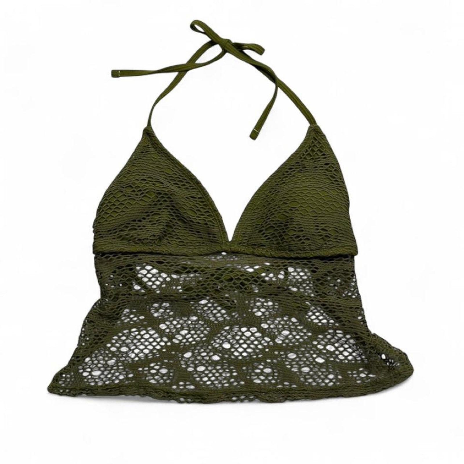 Other Green knitted Y2K tropical summer halter top openback size m Size M / US 6-8 / IT 42-44 - 6 Thumbnail