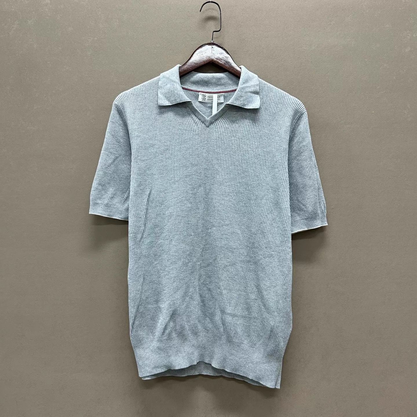 Brunello Cucinelli Brunello Cucinelli 99 New Gray Knit Polo Shirt 50 Size US M / EU 48-50 / 2 - 1 Thumbnail