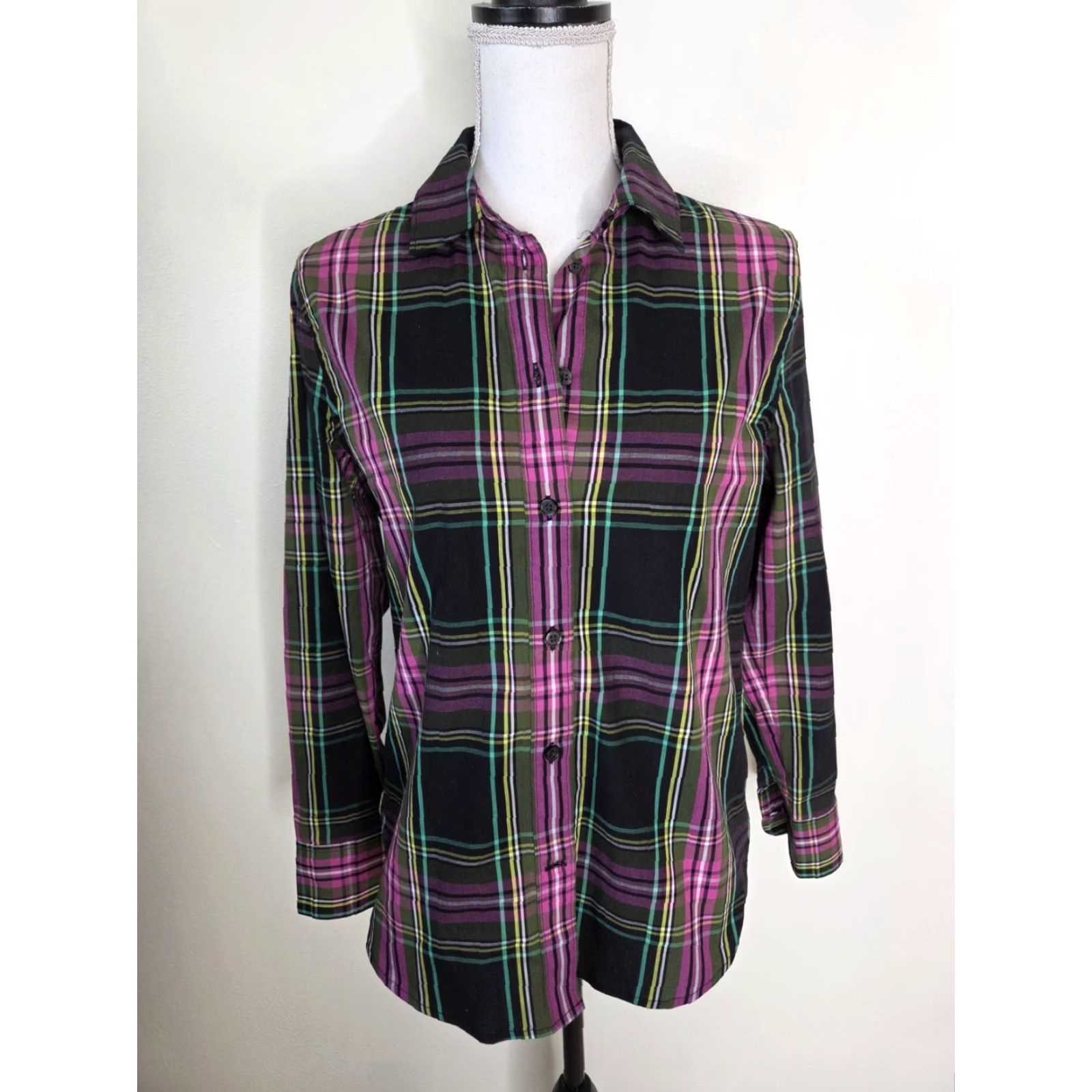 J.Crew J.Crew Slim-fit Shirt Womens Small 4 Pink Stewart Plaid Multicolor Long Sleeve Button-Up Collared Womens Shirt Size S / US 4 / IT 40 - 2 Thumbnail