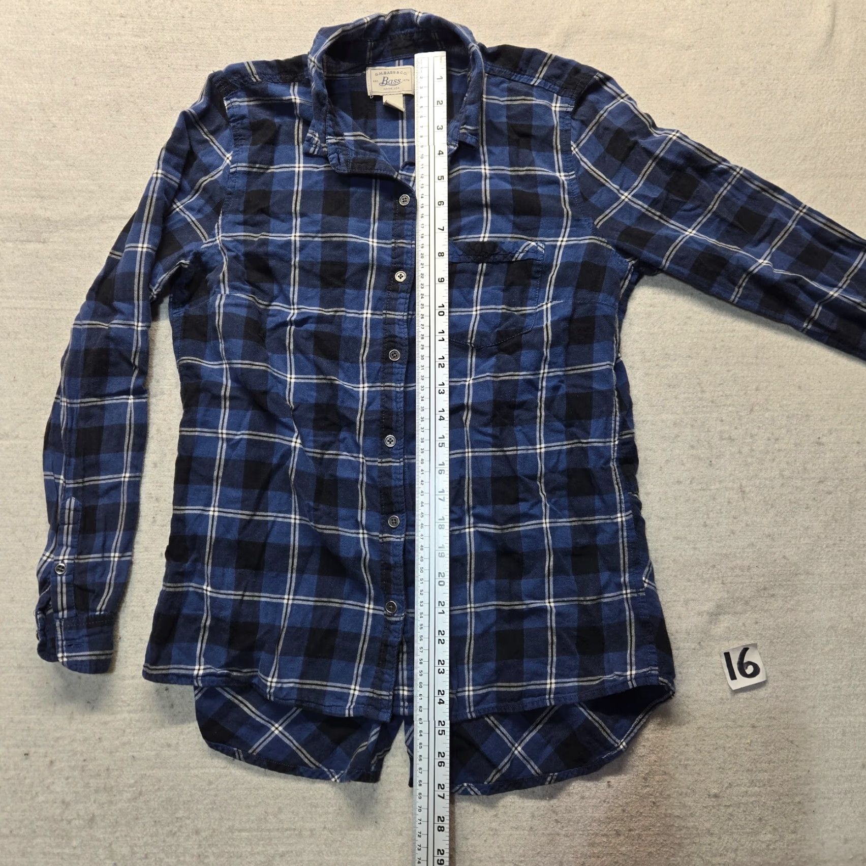 Vintage G.H. Bass & Co. Shirt Women M Blue Plaid Long Sleeve Collared 100% Cotton Blouse Top, Classic Fit Size M / US 6-8 / IT 42-44 - 7 Thumbnail