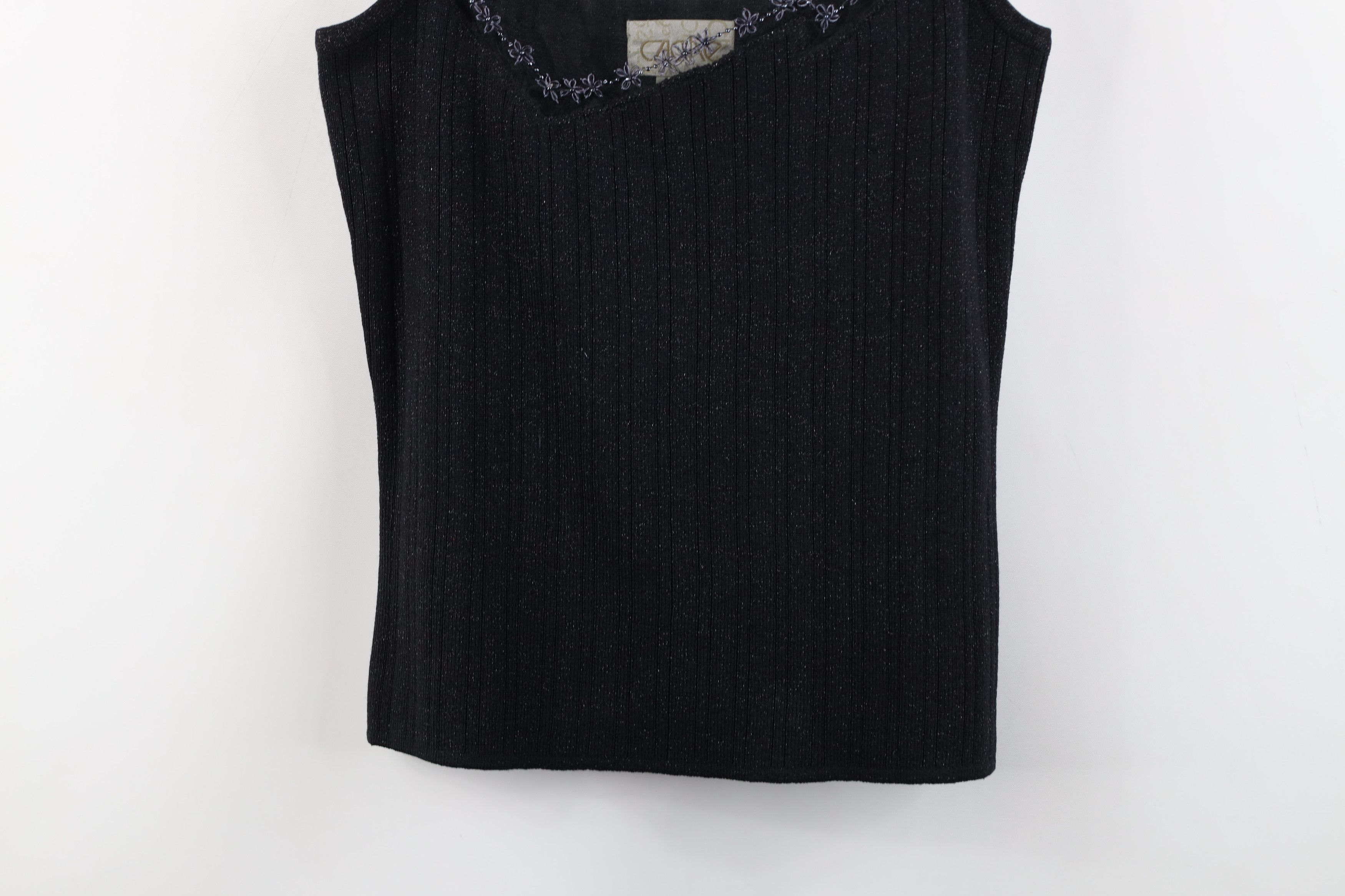 Vintage Vintage 90s Cache Flower Silk Blend Knit Tank Top T-Shirt Size M / US 6-8 / IT 42-44 - 3 Thumbnail
