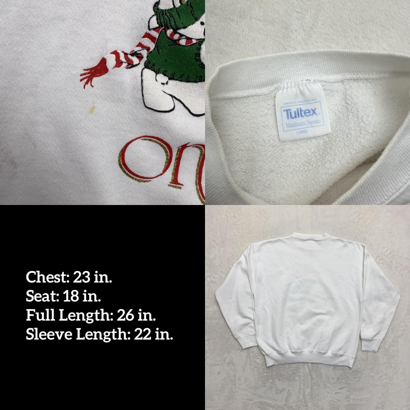 Tultex VINTAGE Tultex Peace On Earth Sweatshirt Mens Large White Christmas Graphic 90s Size US L / EU 52-54 / 3 - 8 Thumbnail