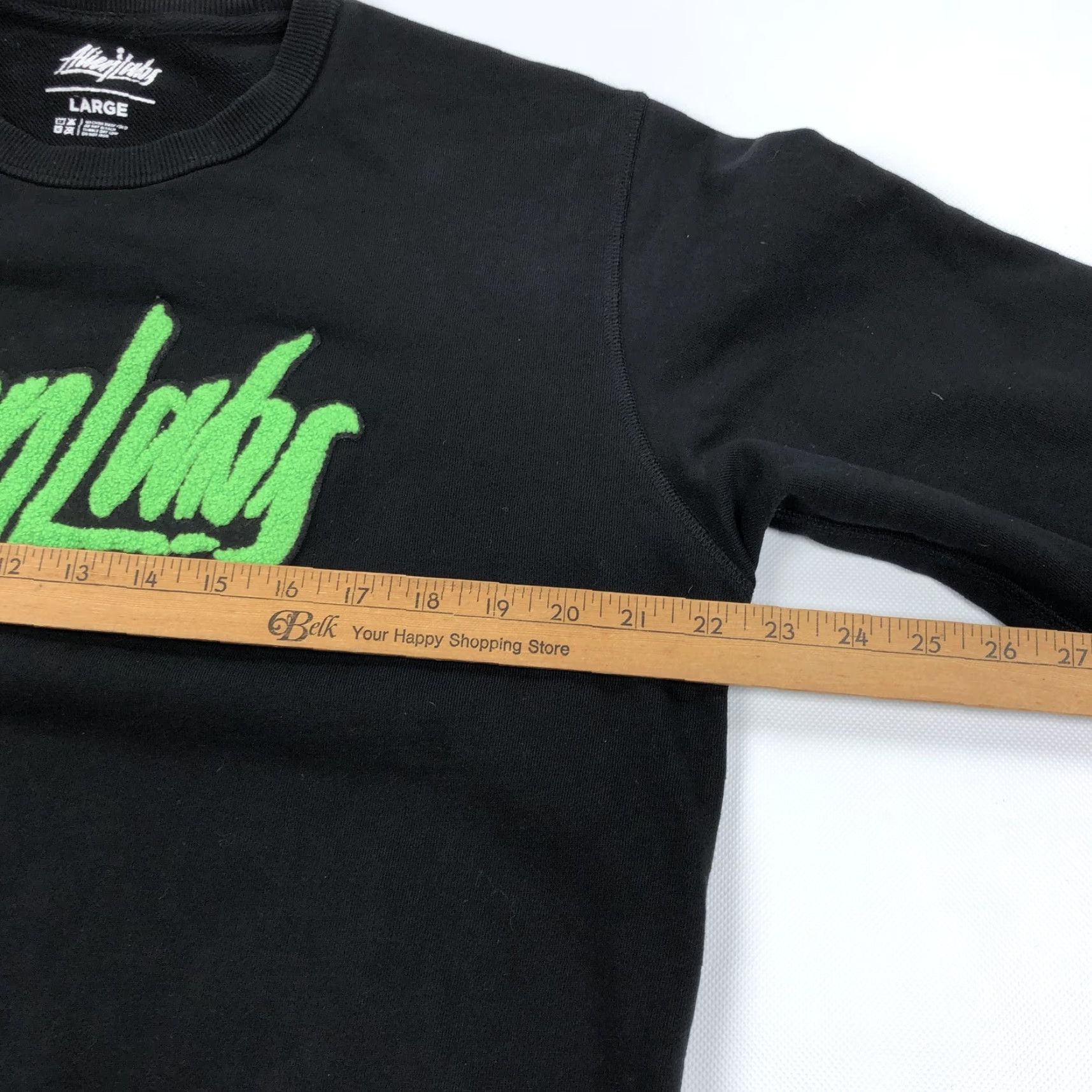 Logo 7 Alien Labs Sweatshirt Crewneck Large Black Flocked Logo Graphic Print Mens Pullover Size US L / EU 52-54 / 3 - 6 Thumbnail