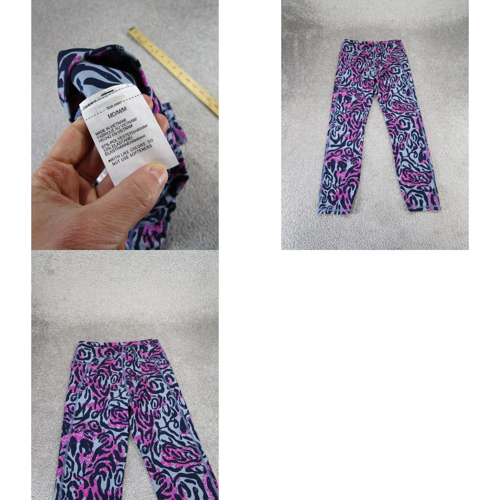 Under Armour UNDER ARMOUR Compression Leggings Womens Medium Cropped Pink Abstract Activewear Size 32" / US 10 / IT 46 - 8 Thumbnail