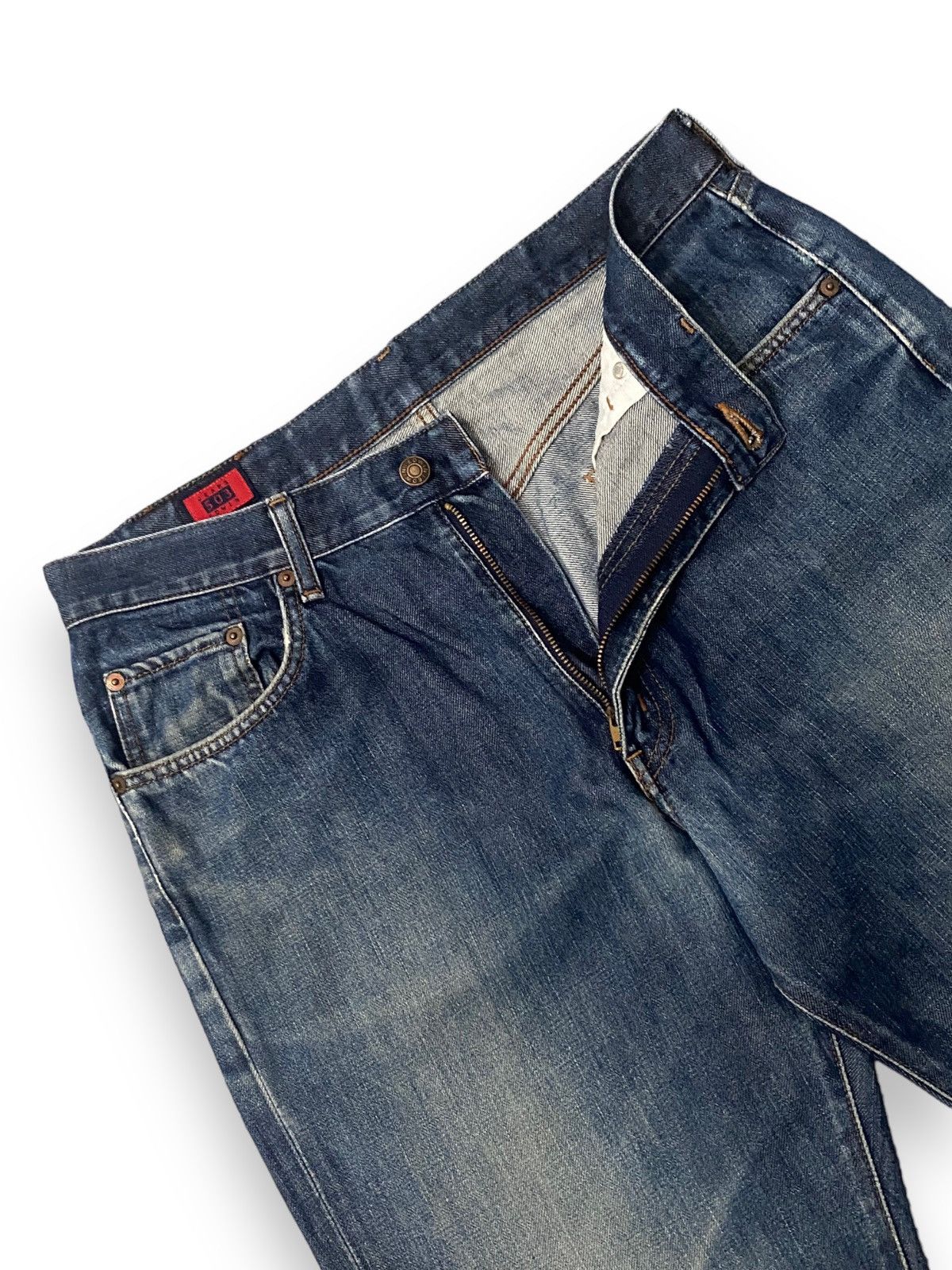 Edwin × JNCO × Le Grande Bleu (L.G.B.) Edwin Japan 503z Edition Distressed Blue Jean Straigt Cut h' Size US 33 - 6 Thumbnail