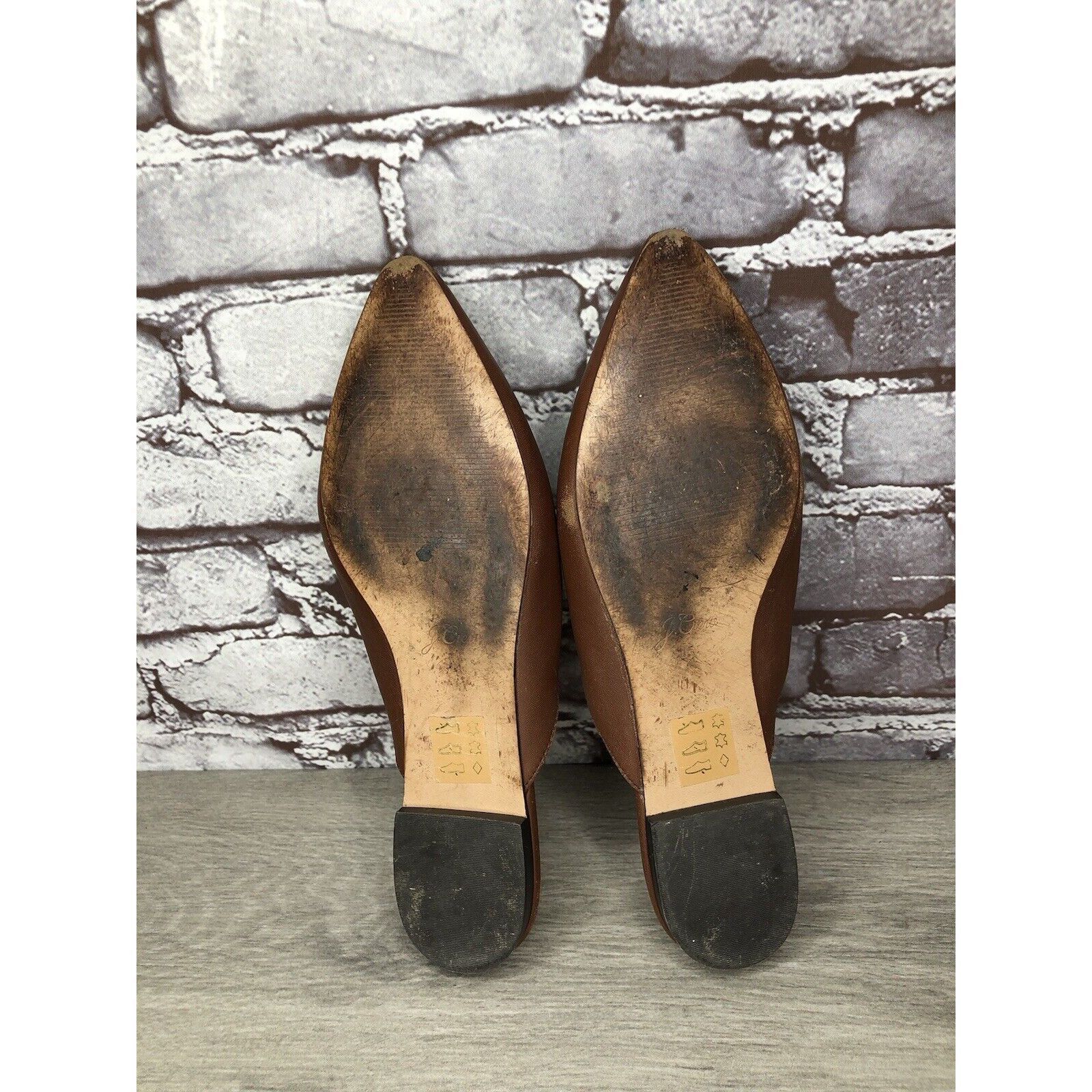 Other J Crew Brown Leather Pointed Toe Slip On Mules Flats Shoes W Size US 8.5 / IT 38.5 - 21 Thumbnail