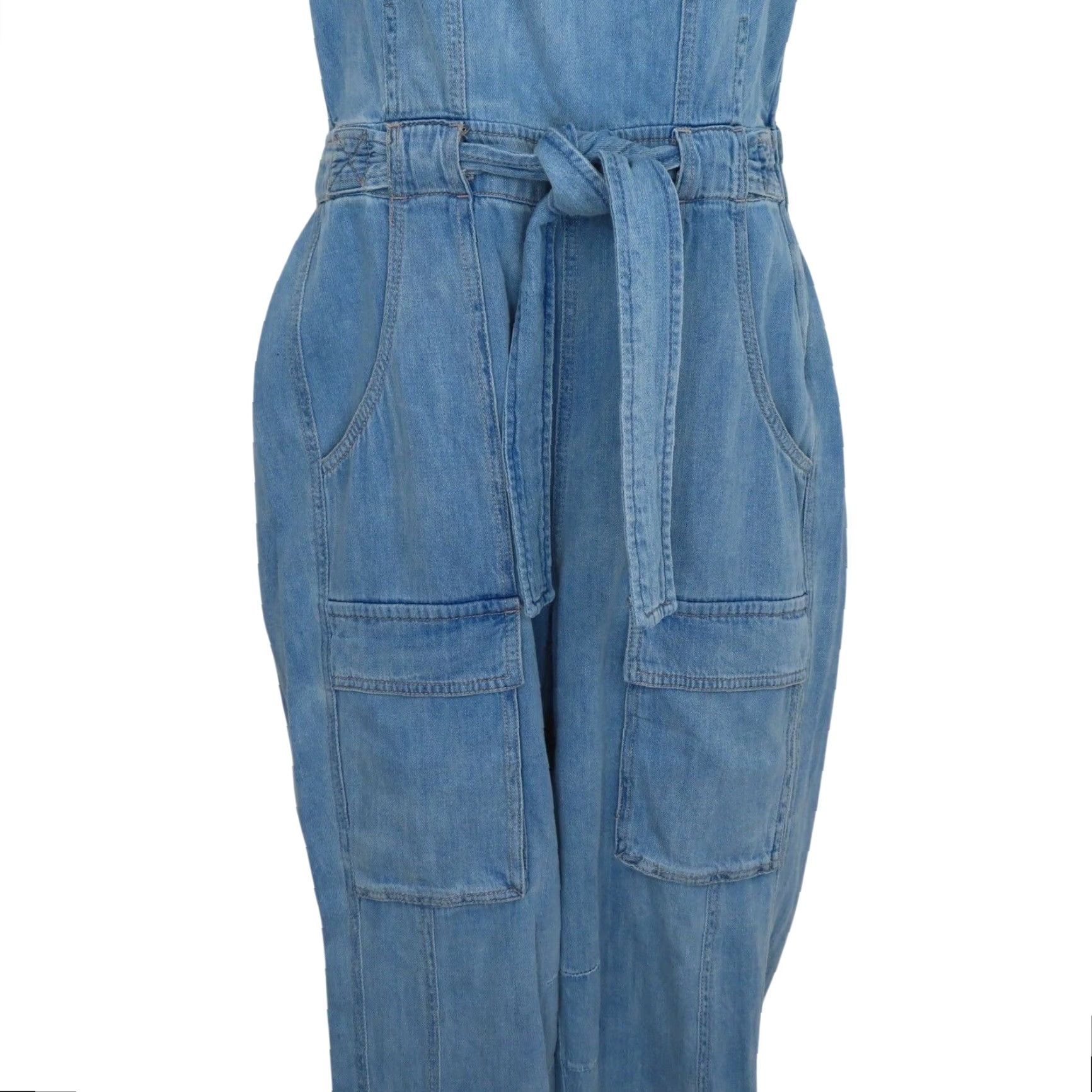 Free People Free People JumpSuit Womens Small Go West Denim Utility Mirage Blue OB1160882 Size 28" / US 6 / IT 42 - 4 Thumbnail