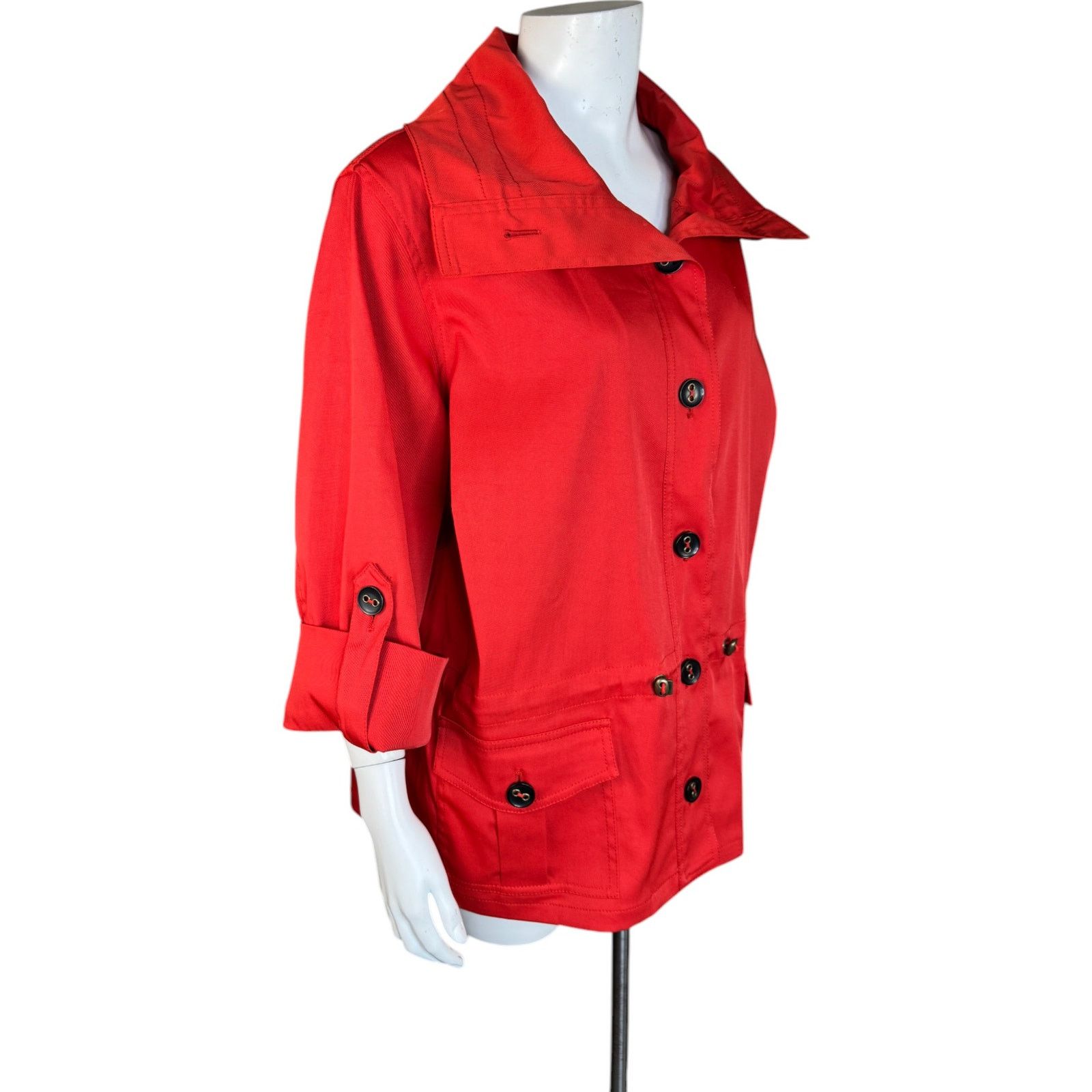 Other Ruby Rd. Women's 16W Button Front Jacket Red-Orange Pockets Size XXL / US 16-18 / IT 52-54 - 3 Thumbnail