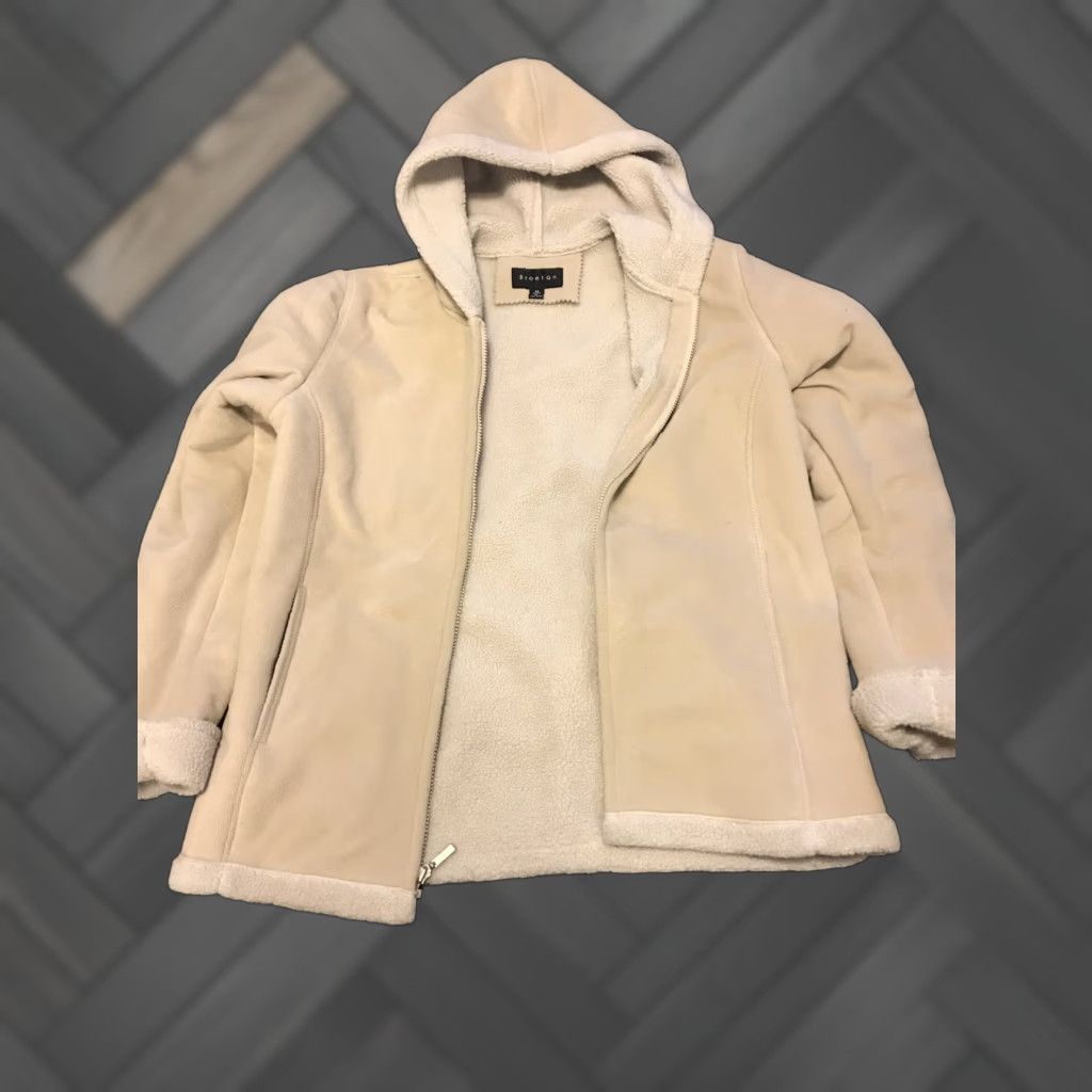 Vintage Braetan Jacket Woman M Hooded All Weather Warm Fleece Jacket Style Hooded Womens M Tan Ivory All Weather Jacket Size M / US 6-8 / IT 42-44 - 1 Thumbnail