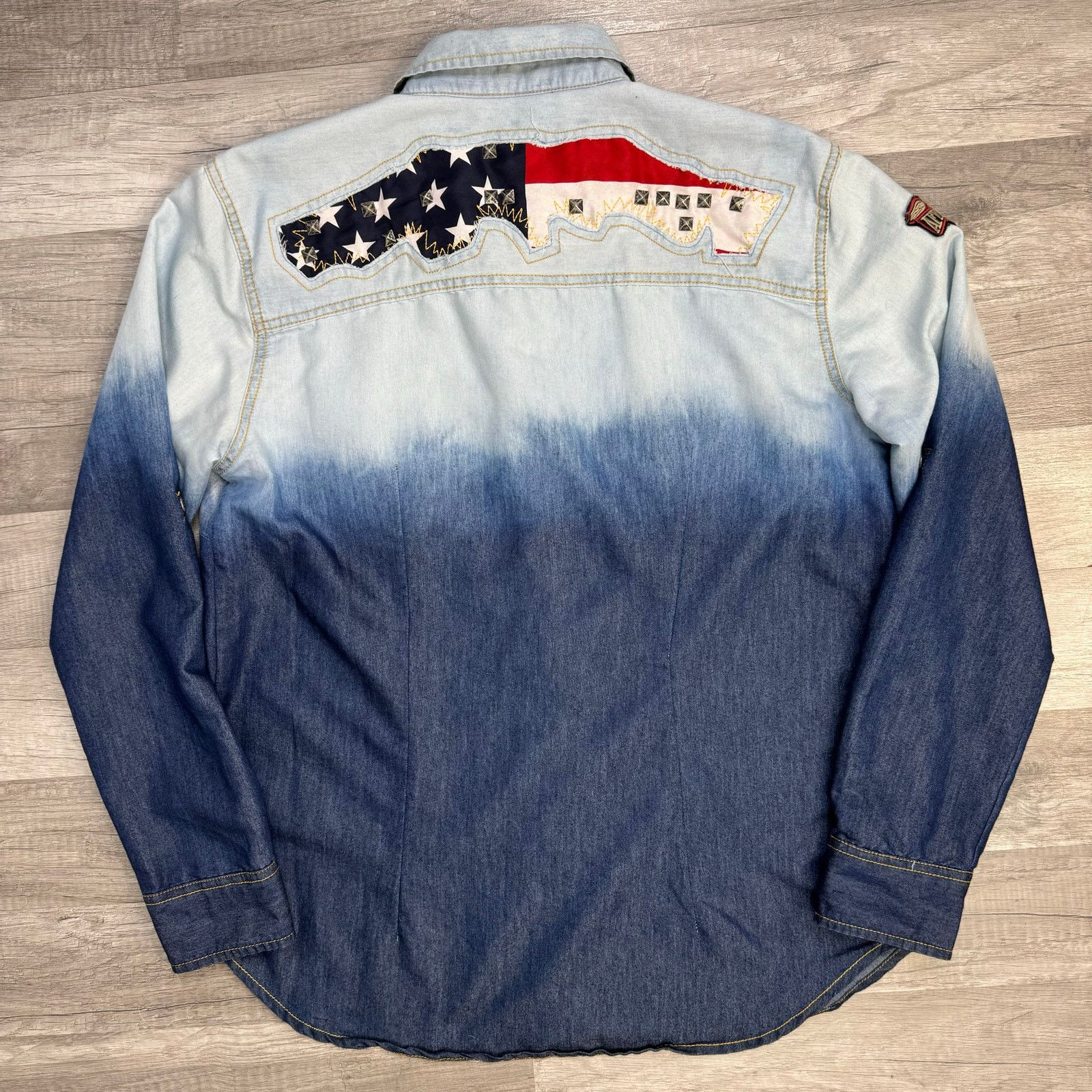 Affliction Affliction Womens Blue Ombré Button Shirt Patriotic Large Size L / US 10 / IT 46 - 9 Thumbnail