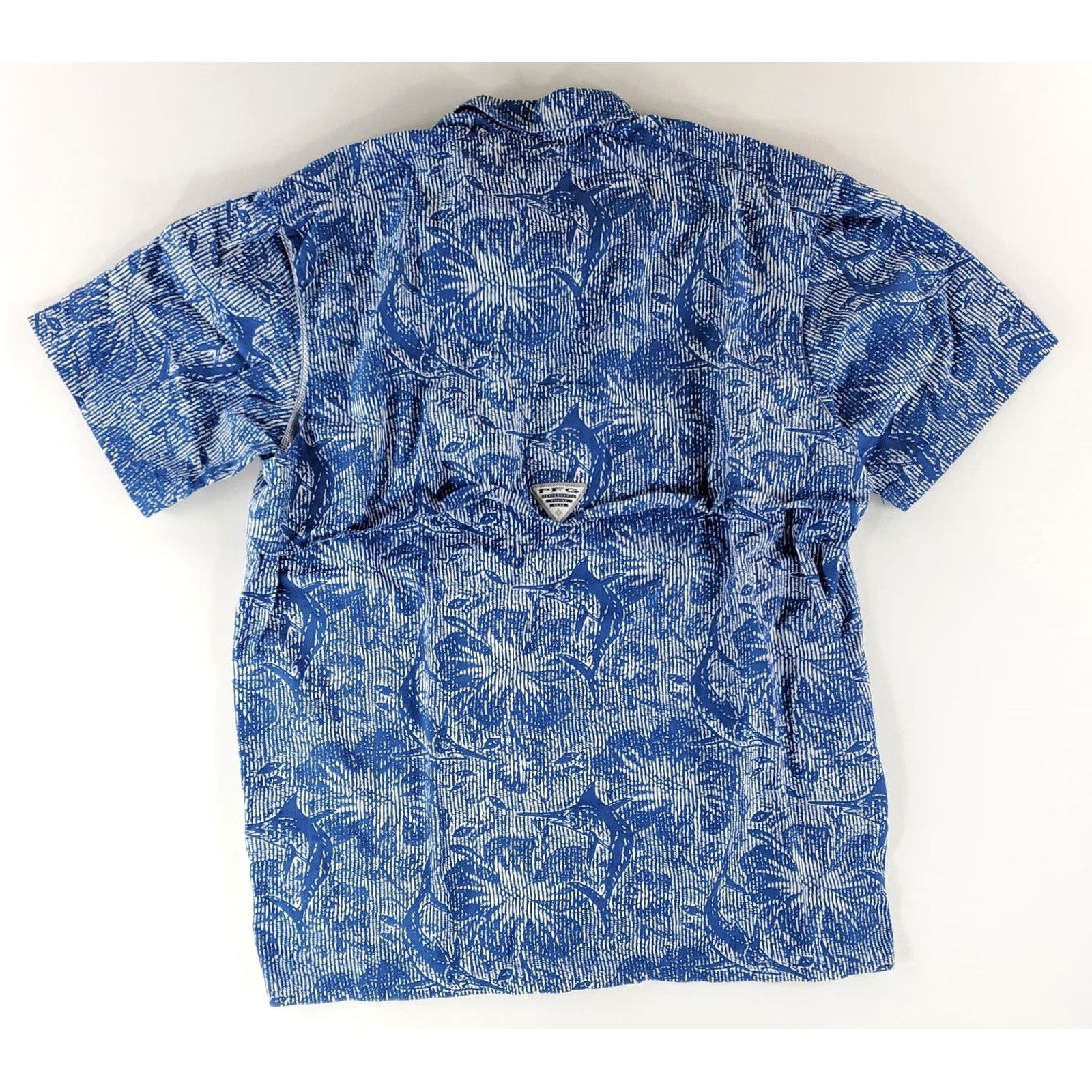 Vintage Columbia PFG Shirt AOP Swordfish Ocean Print Blue White Short Sleeve Mens M Size US M / EU 48-50 / 2 - 4 Thumbnail