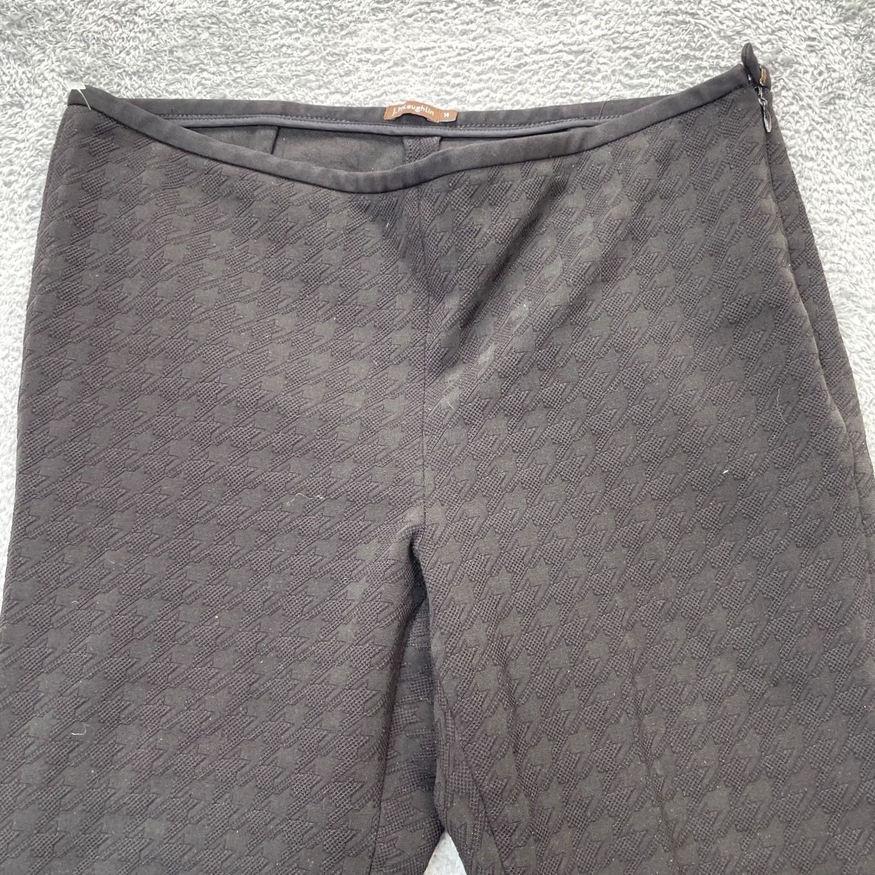 J.McLaughlin J McLaughlin Pants Womens 14 Black Skinny Leg Stretch Houndstooth Side Zip Nylon Size 24" / US 00 / IT 34 - 2 Thumbnail