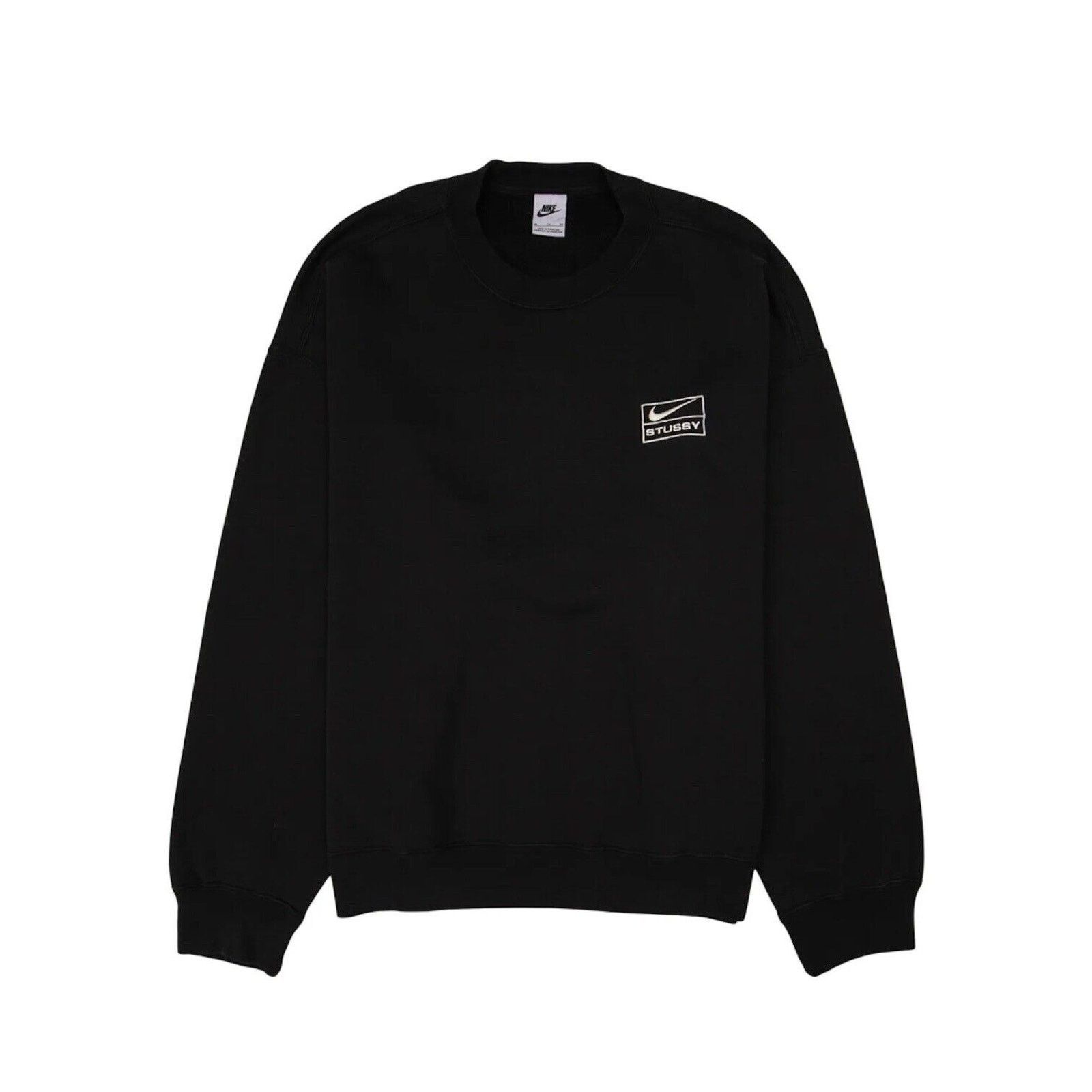Stussy Nike Stussy Stone Wash Fleece Black Crew Sweatshirt Size XS | Grailed