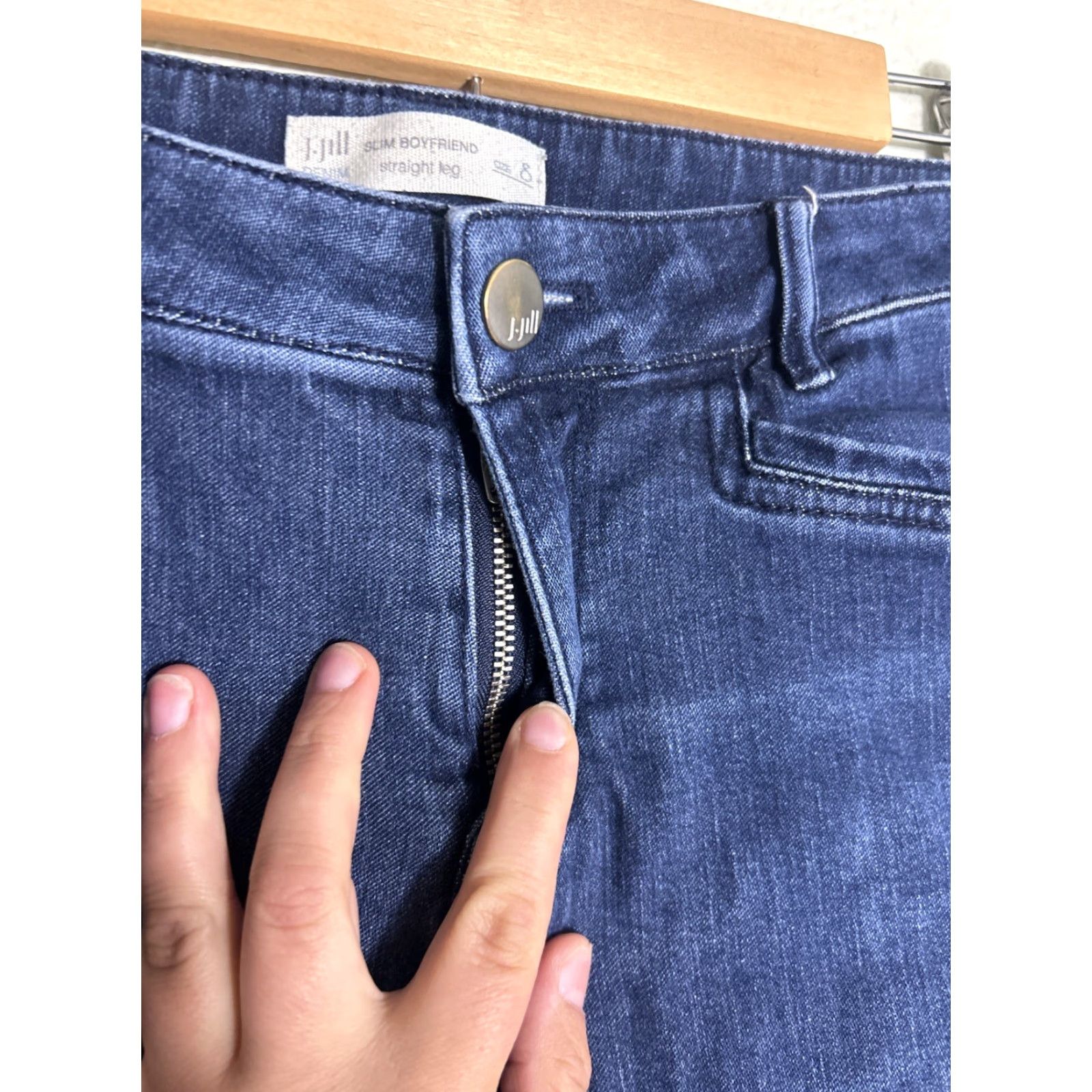 J. Jill VINTAGE J Jill Jeans Boyfriend Denim Straight Leg Slim Dark Wash Size 8 32x30 Womens Jeans Size 30" / US 8 / IT 44 - 6 Thumbnail