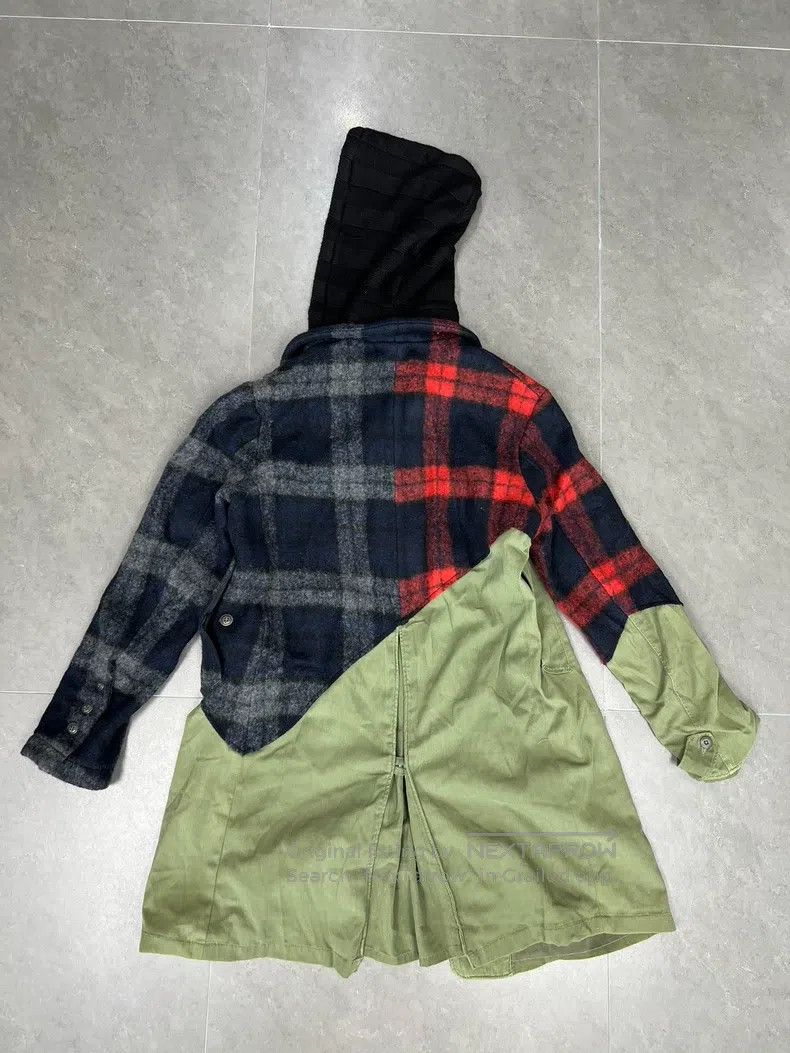 Greg Lauren Greg Lauren Red and Black Cashmere Mixed Spliced Coat Size US M / EU 48-50 / 2 - 8 Thumbnail