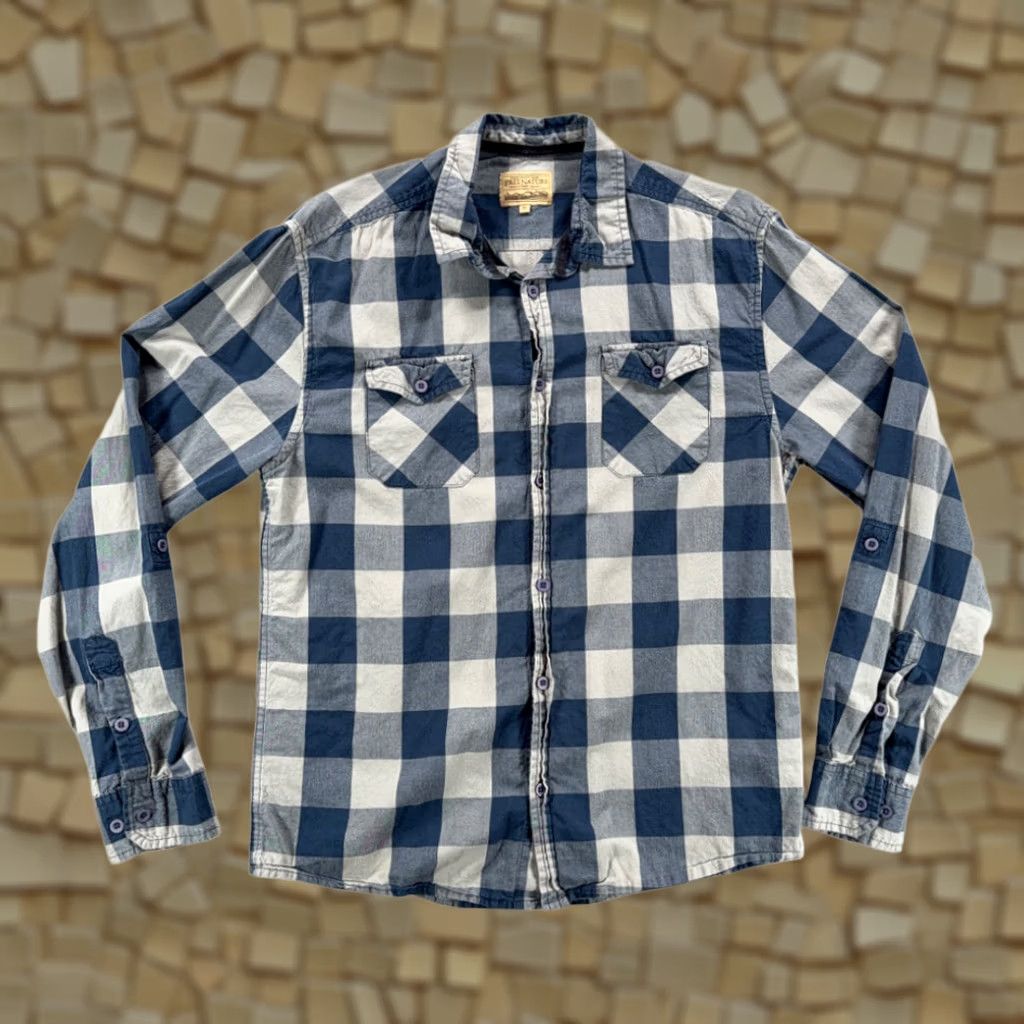 Vintage Free Nature Shirt Men MEDIUM Blue Buffalo Check Button Up Size US M / EU 48-50 / 2 - 1 Thumbnail