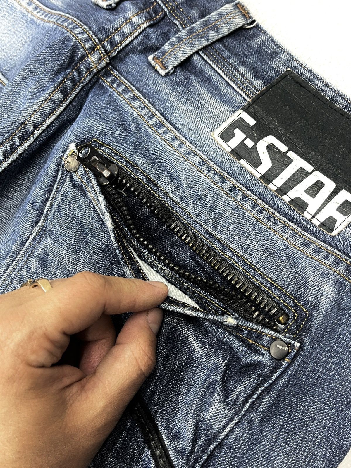 G-Star Vintage G Star Raw Attacc Low Denim Jeans Blue Y2K Size US 33 - 6 Thumbnail