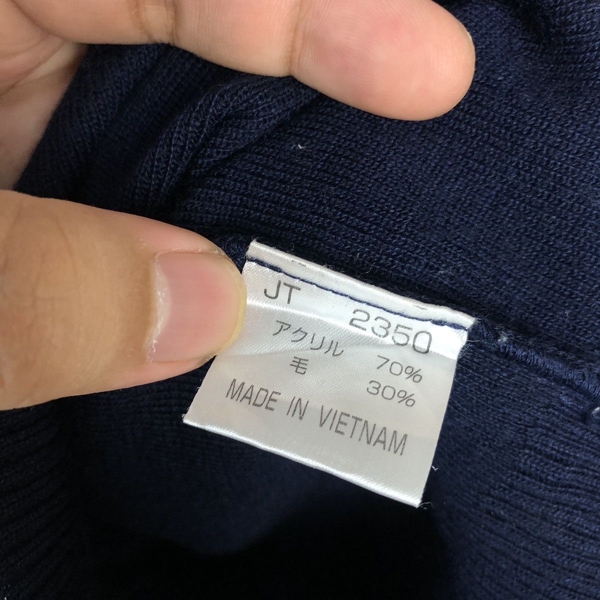 Homespun Knitwear × Japanese Brand Nagaileben Dark Blue Cardigan Knitwear #A856 Size US M / EU 48-50 / 2 - 10 Thumbnail