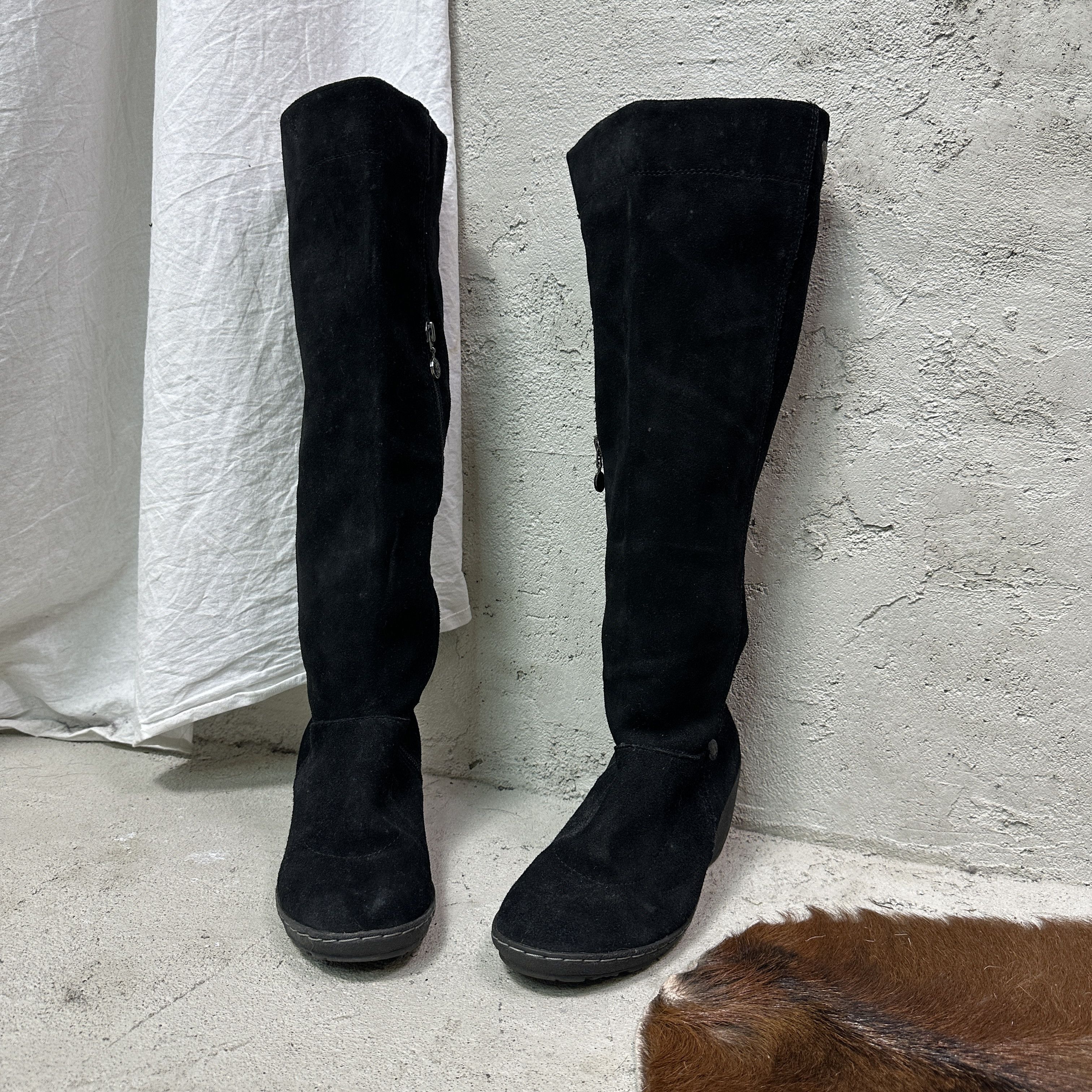 Vintage Vintage Leather Suede Knee High Wedge Platform Boots Y2K Size US 9 / IT 39 - 3 Thumbnail