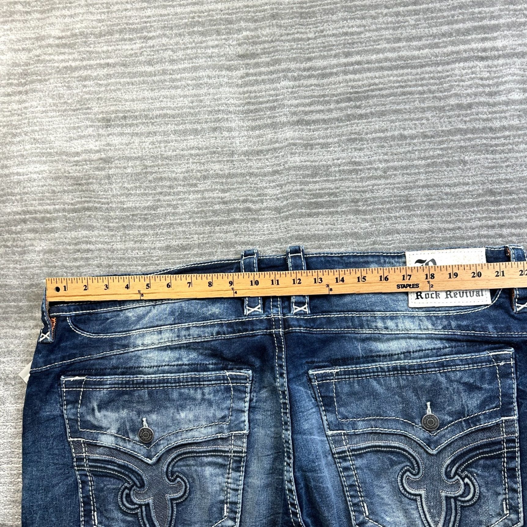 Vintage Rock Revival Jeans Mens 44x33 Blue Denim Straight 90s Regular Cotton Denim Pants Amal} Size US 44 / EU 60 - 7 Thumbnail