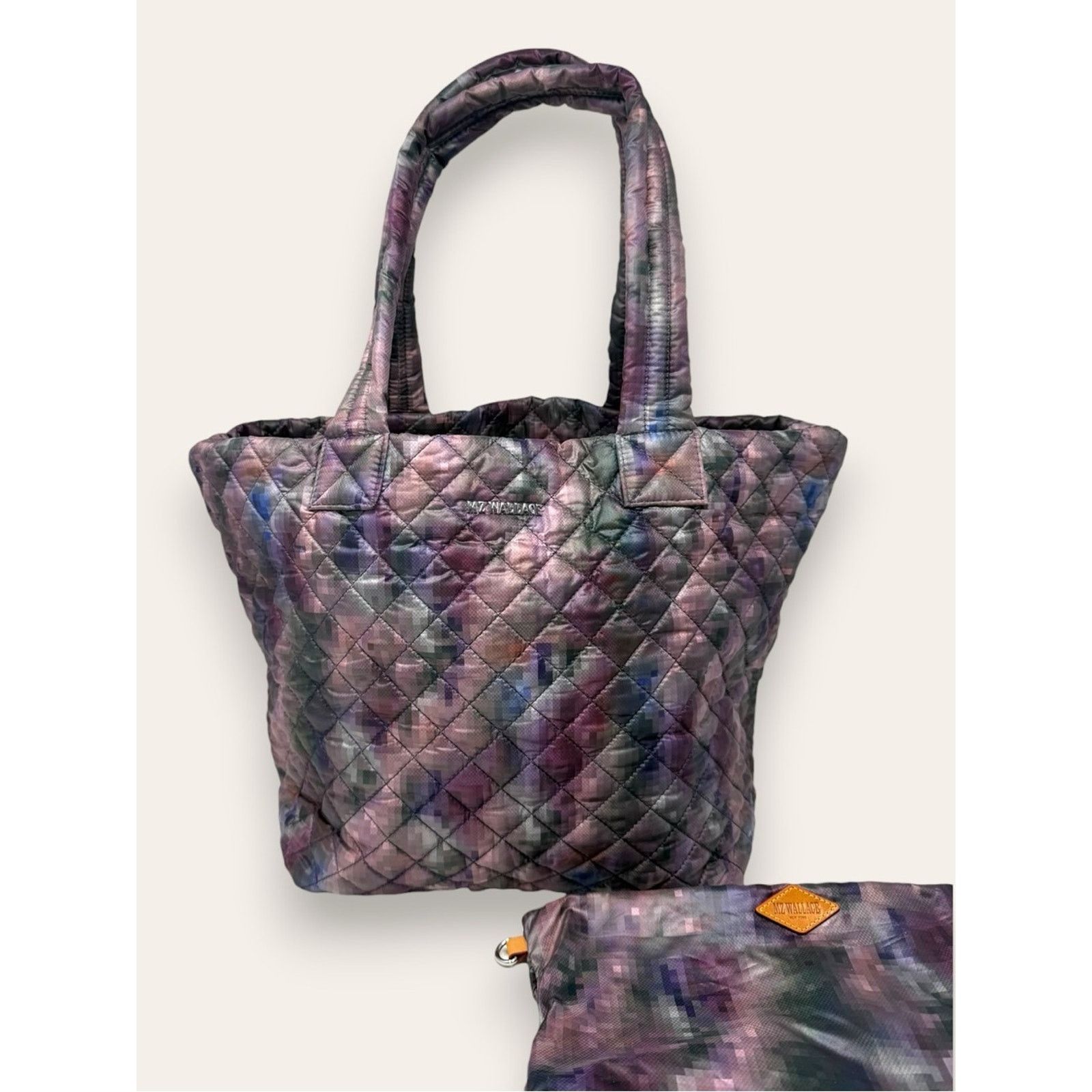 MZ Wallace MZ Wallace Oxford Metro Tote Bag Pixel Print Medium Purple Size ONE SIZE - 1 Thumbnail