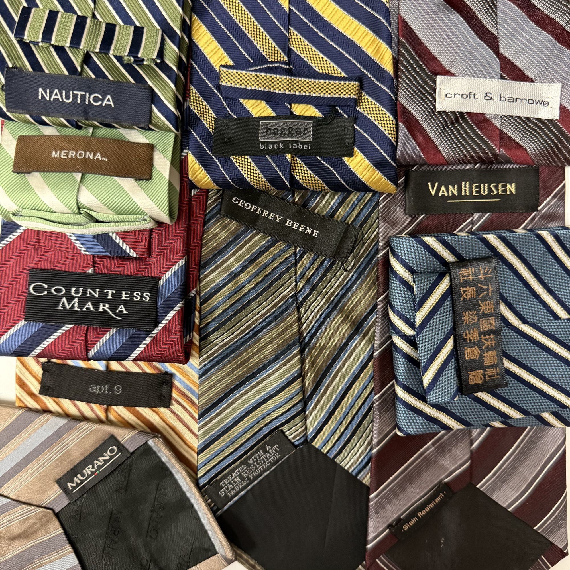 Nautica 10 pc Designer Thick Woven Silk STRIPE Ties Necktie Lot Size ONE SIZE - 4 Thumbnail