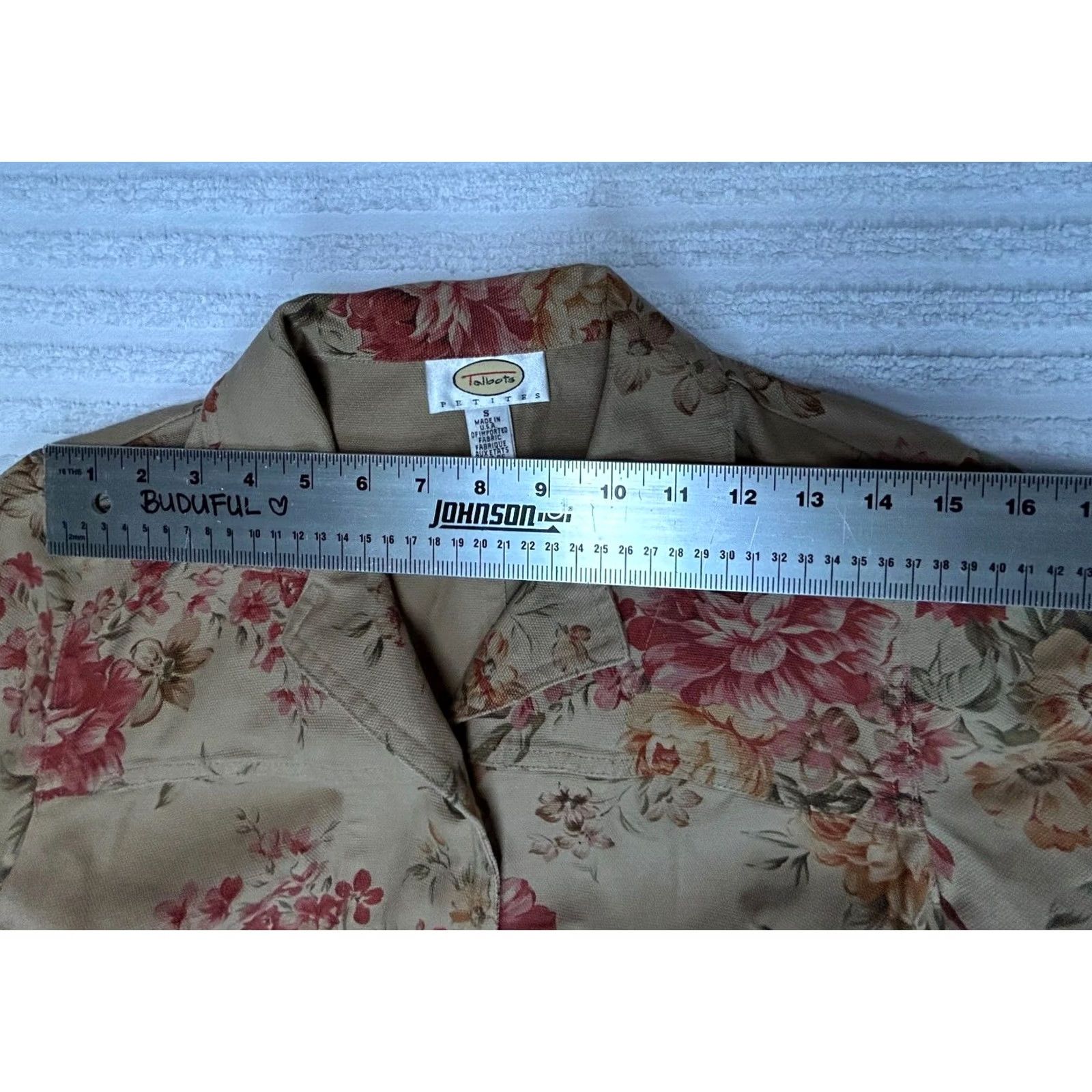 Talbots Talbots Blazer Shirt Womens Petite Floral Button Front Lightweight Lined Tan PS Small — Casual Jacket Feminine PS Womens Size 28" / US 6 / IT 42 - 6 Thumbnail