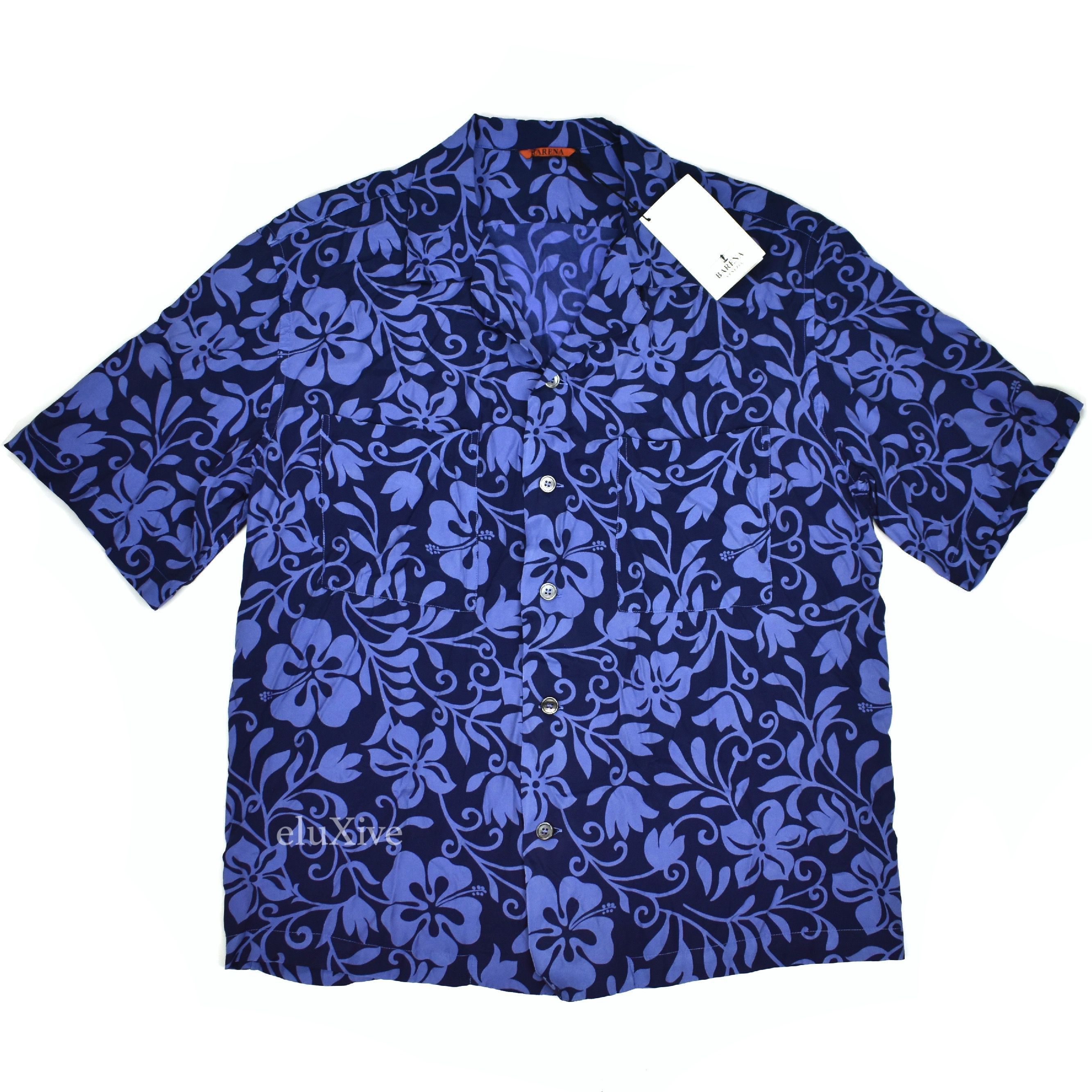 Barena Barena Blue Viscose Floral Hawaiian Shirt NWT Size US M / EU 48-50 / 2 - 1 Preview