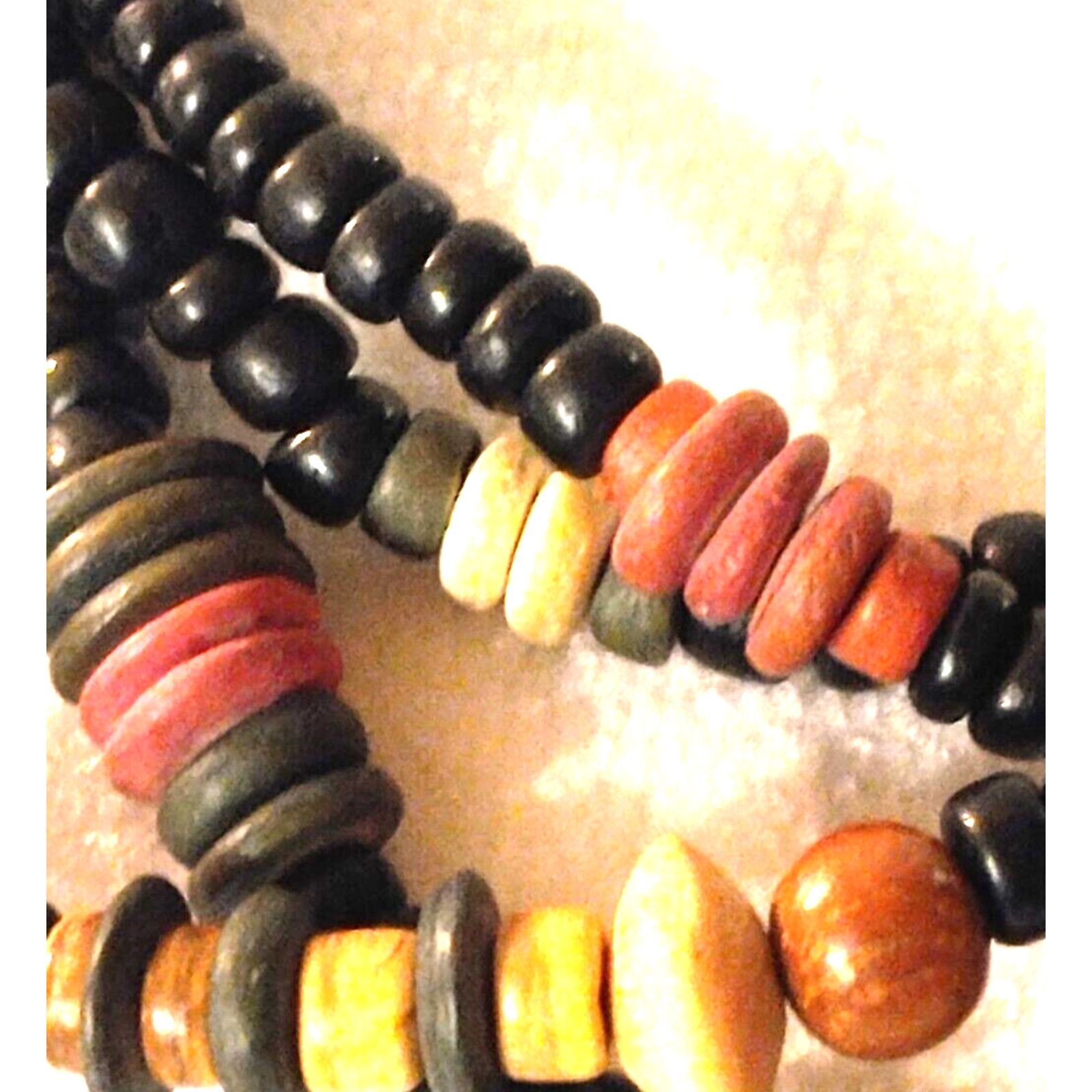 The Unbranded Brand Boho Hippie Elegant Wooden Beaded Necklace 4 Strand 18 Inch Size ONE SIZE - 2 Thumbnail