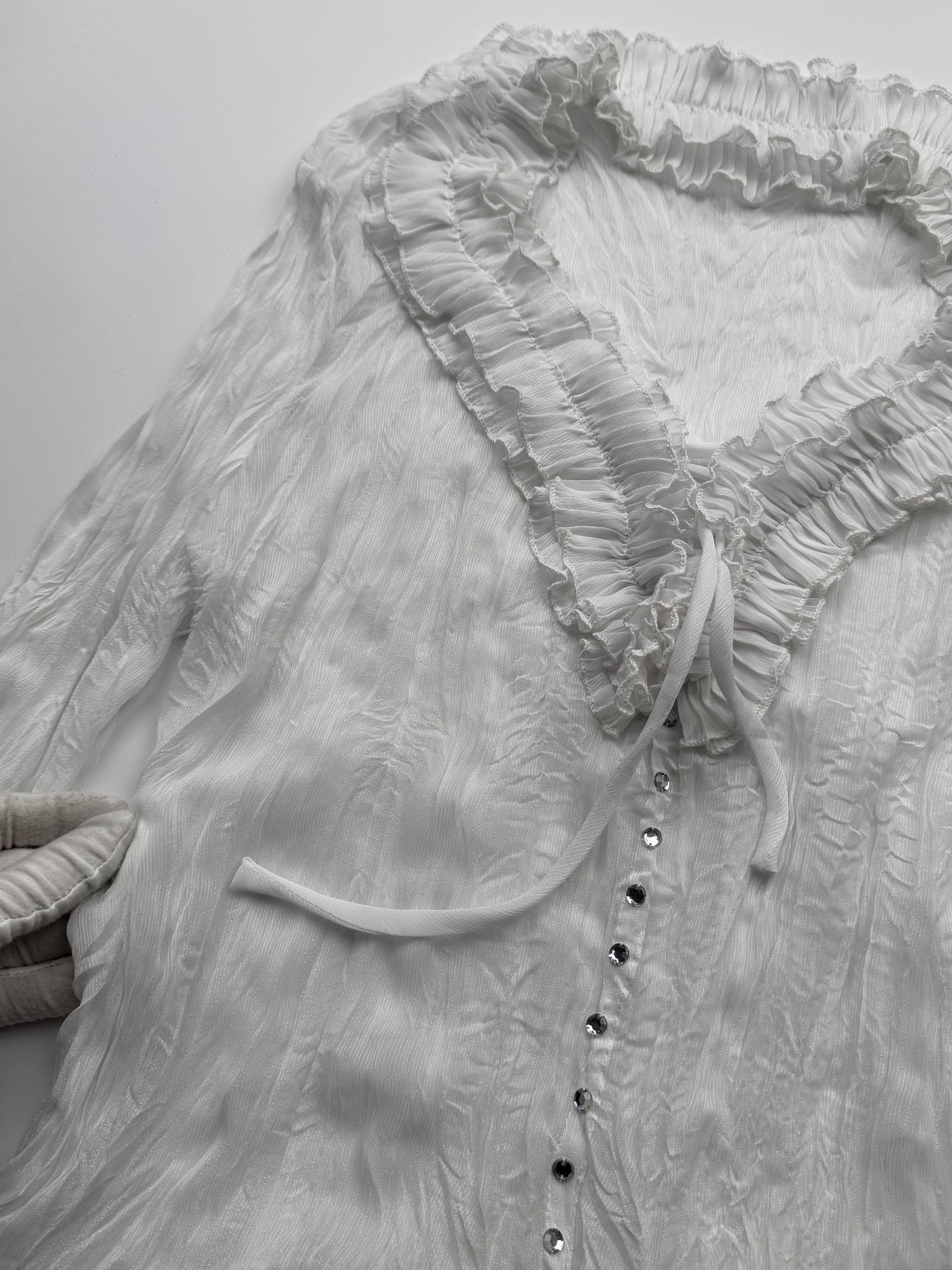 Japanese Brand Vintage Mesh Pleated Blouse B283(V396)E2 Size M / US 6-8 / IT 42-44 - 4 Thumbnail