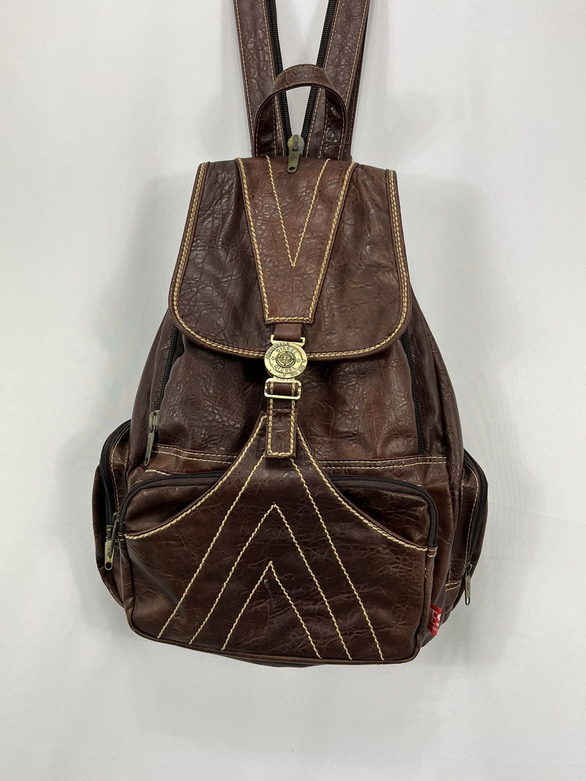 Diesel × Diesel Black Gold Vintage Diesel 90s Leather Backpack Sling Bag 90s Size ONE SIZE - 1 Thumbnail