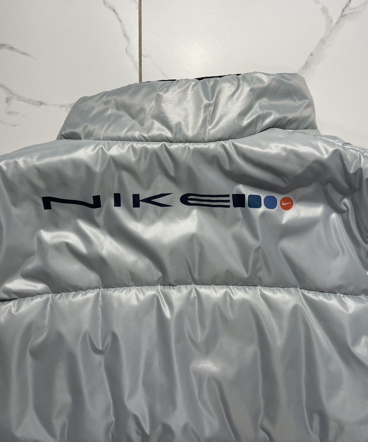 Nike Vintage Nike 90’s Nylon Vest Two-Sided Silver Navy Blue Size US XL / EU 56 / 4 - 14 Thumbnail