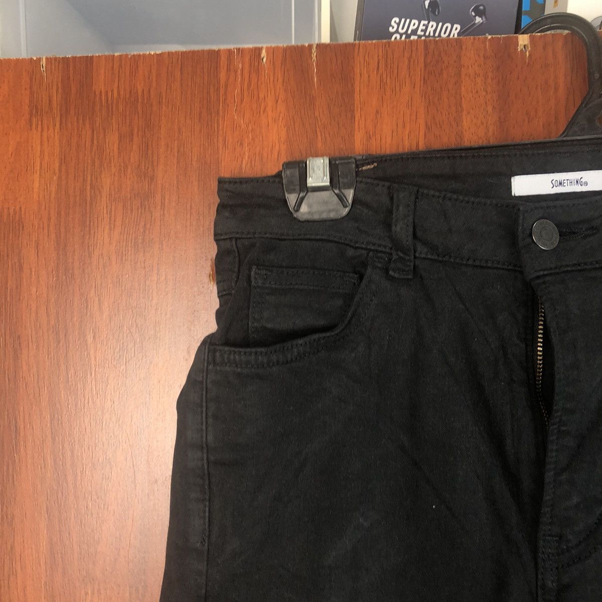 Japanese Brand Something Black Distressed ripped vintage Pants #7517 Size 28" / US 6 / IT 42 - 4 Thumbnail