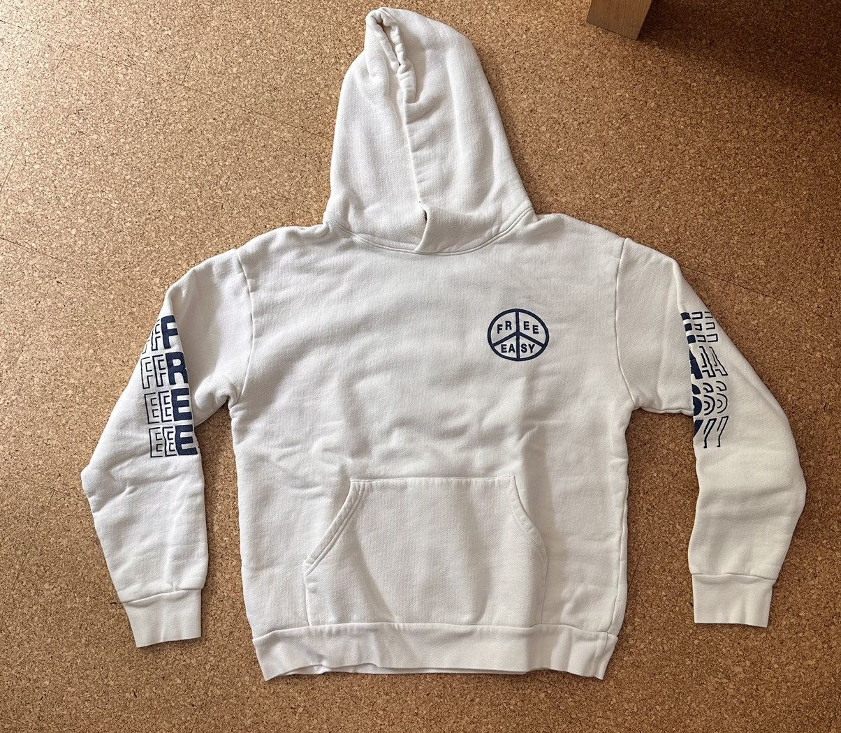 image of Free Easy Premium Weight Hoodie Peace Graphic in White, Men's (Size Large)