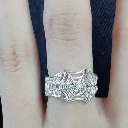 Jewelry Adjustable Spider Webring in Silver, Men's