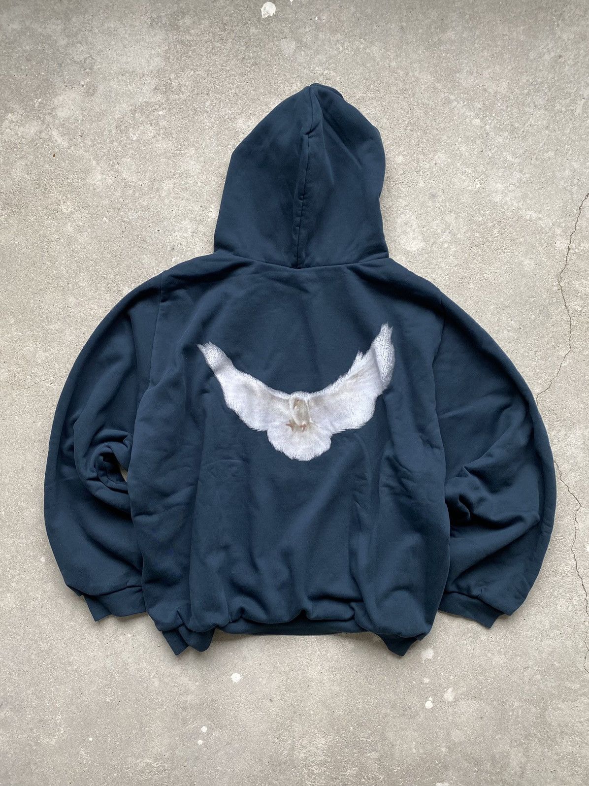 image of Yeezy Gap Shrunken Dove Hoodie in Dark Blue, Men's (Size 2XL)