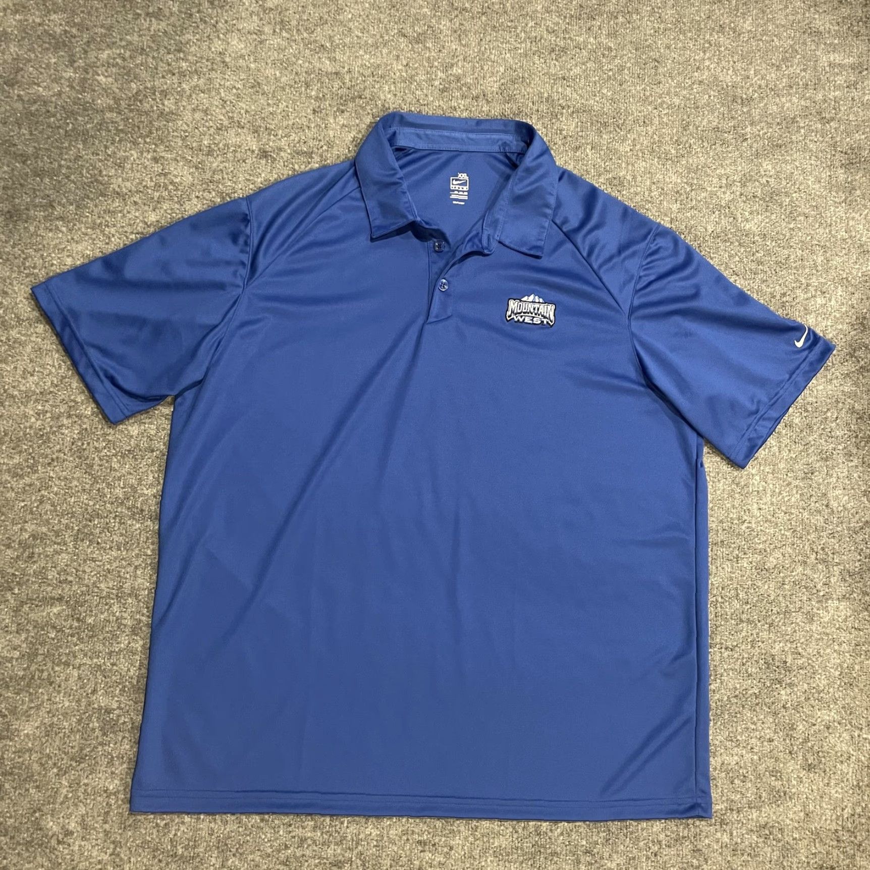 Nike VINTAGE Nike Mountain West Polo Shirt Mens 2XL Blue Dri-FIT Lightweight Short Sleeve Collared Golf NCAA Mens Size US XXL / EU 58 / 5 - 2 Thumbnail