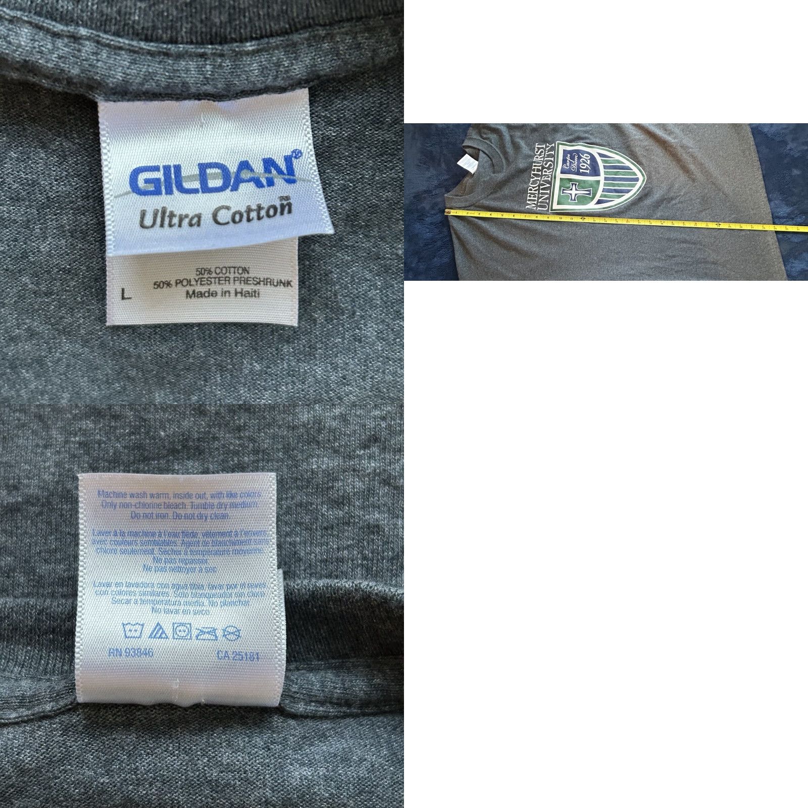 Gildan Mercyhurst University Shirt Men L Heather Gray Short Sleeve Crew Neck Graphic Print Logo University Sports 2010s Gildan Ultra Cotton Size US L / EU 52-54 / 3 - 10 Thumbnail