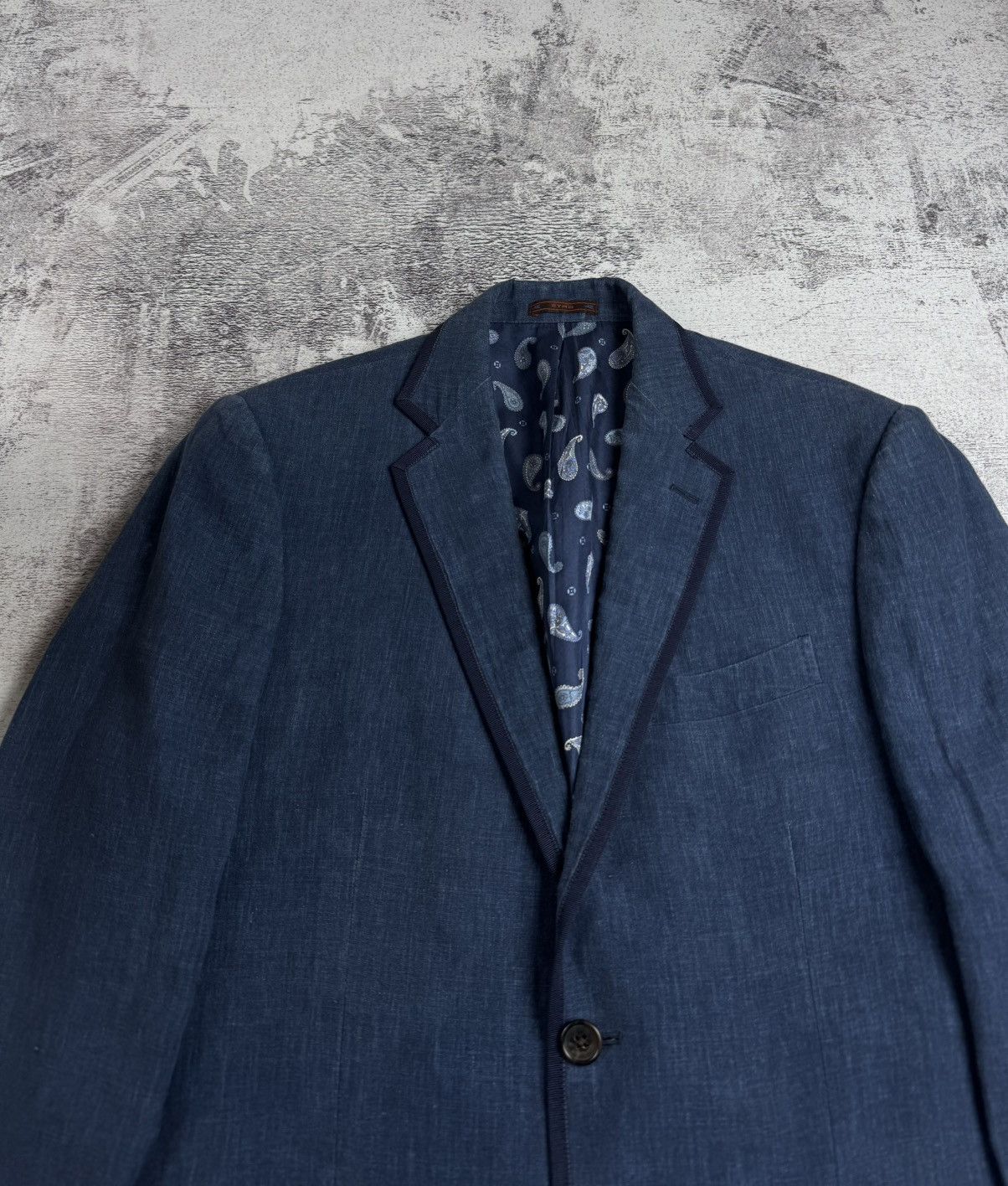 Etro Etro Milano 100% Linen 48R Size Classic Blue Men’s Blazer Jacket Trousers Suit Size 48R - 10 Thumbnail