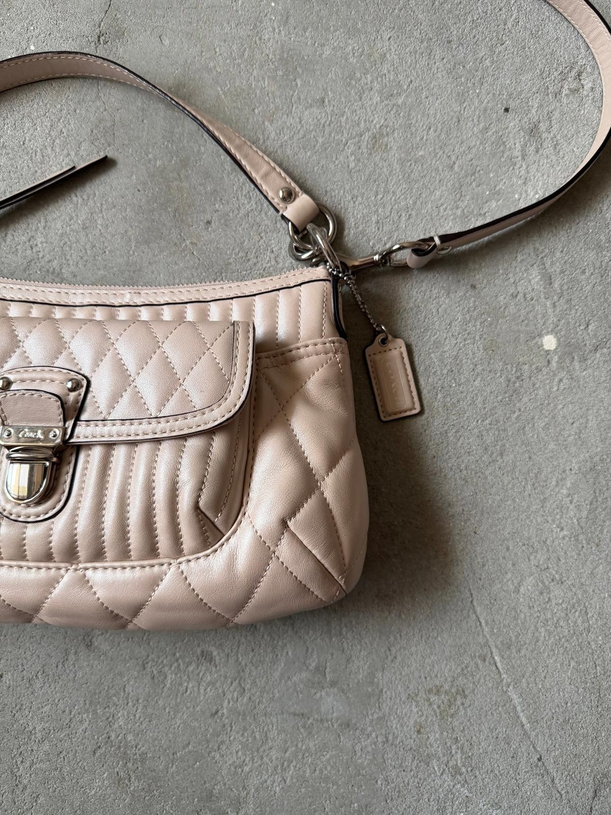 Coach Coach 2Way Leather Quilted Shoulder Bag Cream Size ONE SIZE - 5 Thumbnail