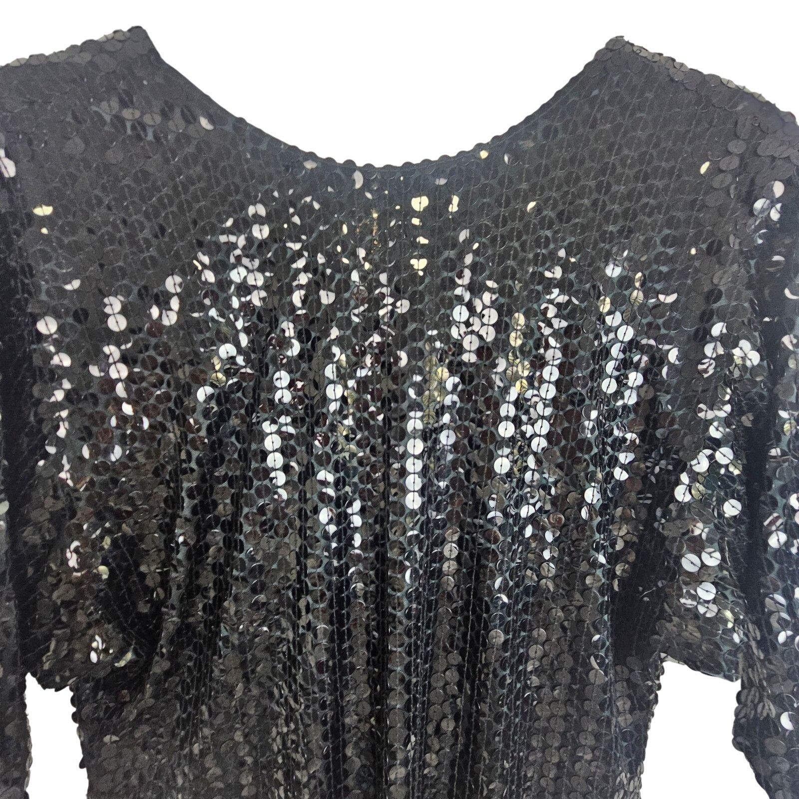 Oleg Cassini Vintage Oleg Cassini Womens Black Sequin Midi Dress Sz 6 Size M / US 6-8 / IT 42-44 - 2 Thumbnail