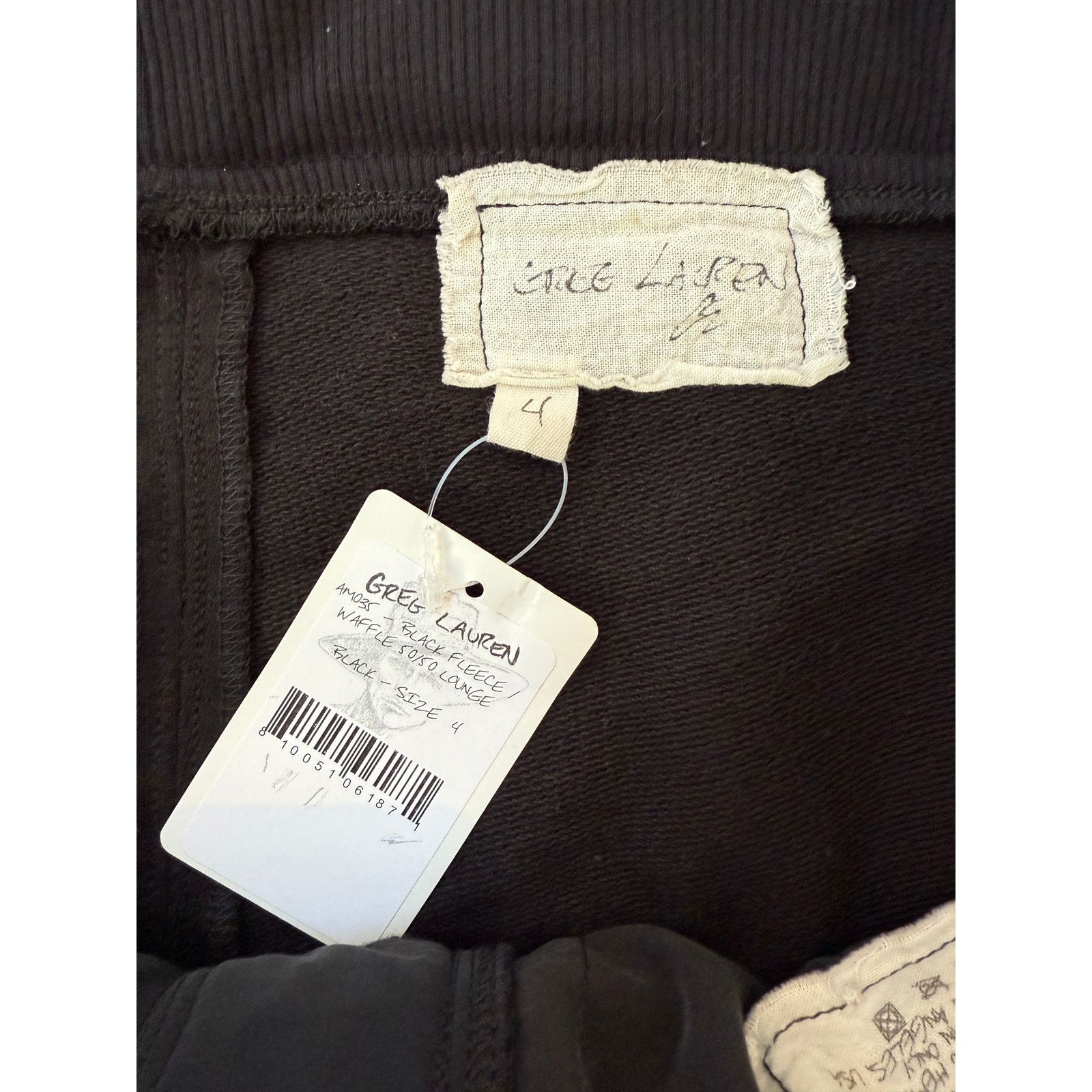 Greg Lauren Greg Lauren Black Fleece/Waffle 50/50 Lounge Pants Size US 36 / EU 52 - 3 Thumbnail