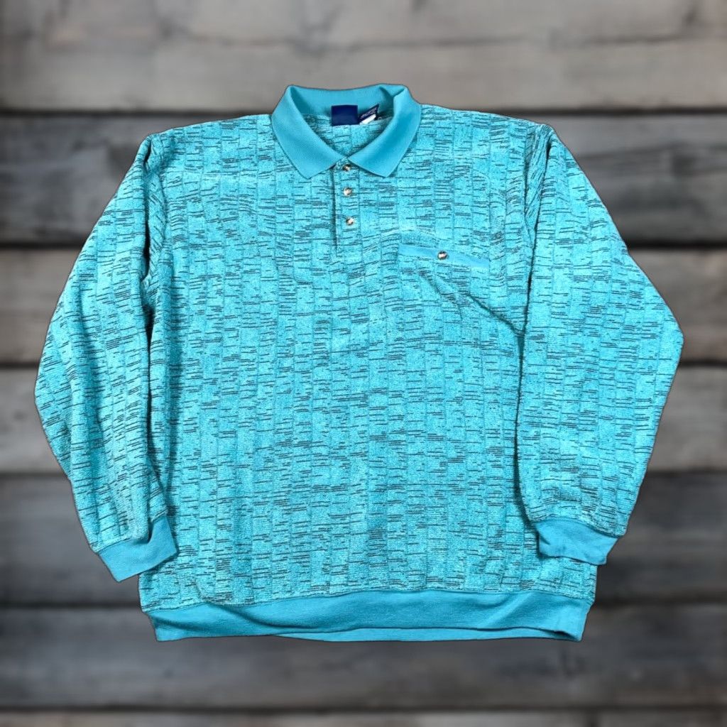 Vintage VTG John Blair Sweater Collared 2XL Adult Green 90s Retro Dad Style Pullover Knit Shirt Mens Long Sleeve Size US XXL / EU 58 / 5 - 1 Thumbnail